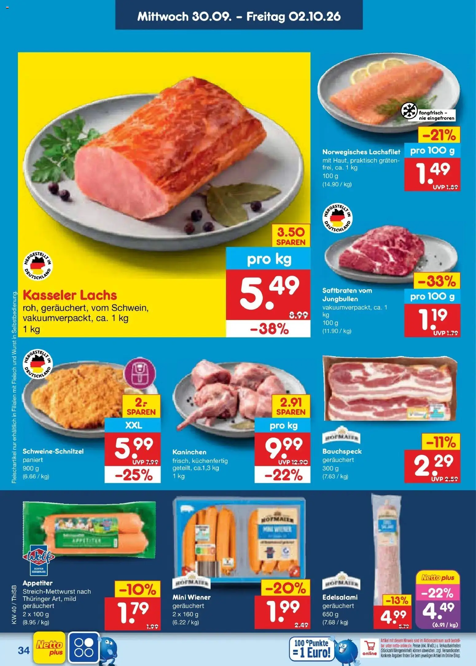 Netto Marken-Discount Prospekt Pirna – gültig ab 28.09.2026 | Seite: 52 | Produkte: Kaninchen, Lachs, Wurst, Fleisch