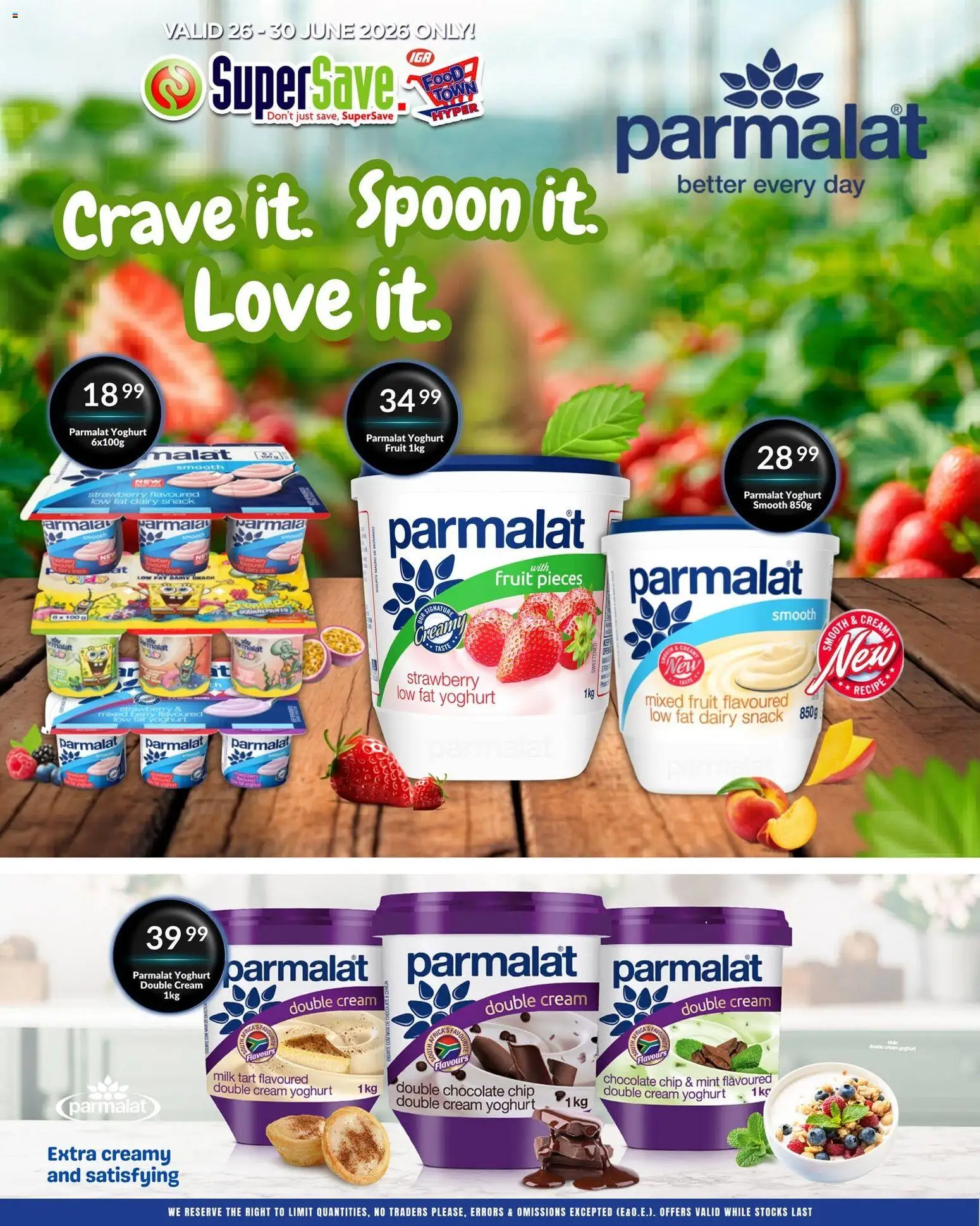 New Super Save catalogue – valid from 26/06/2026 | Page: 2 | Products: Yoghurt, Chocolate, Cream, Fruit