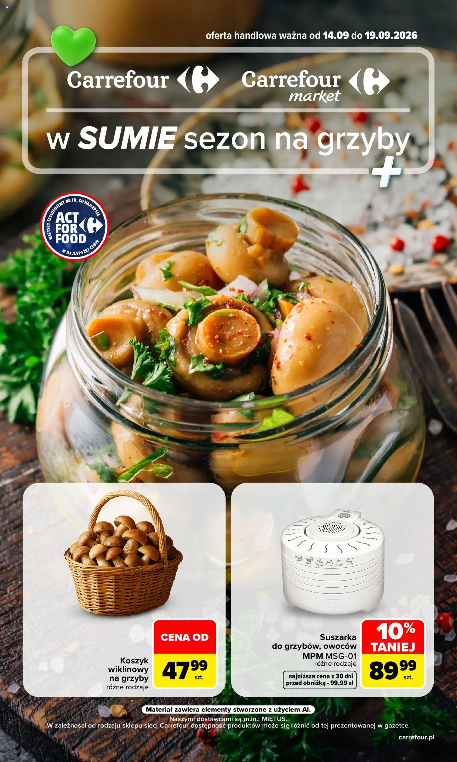 Carrefour gazetka - Sezon na grzyby od 14.09.2026 | Strona: 1 | Produkty: Grzyby, Suszarka