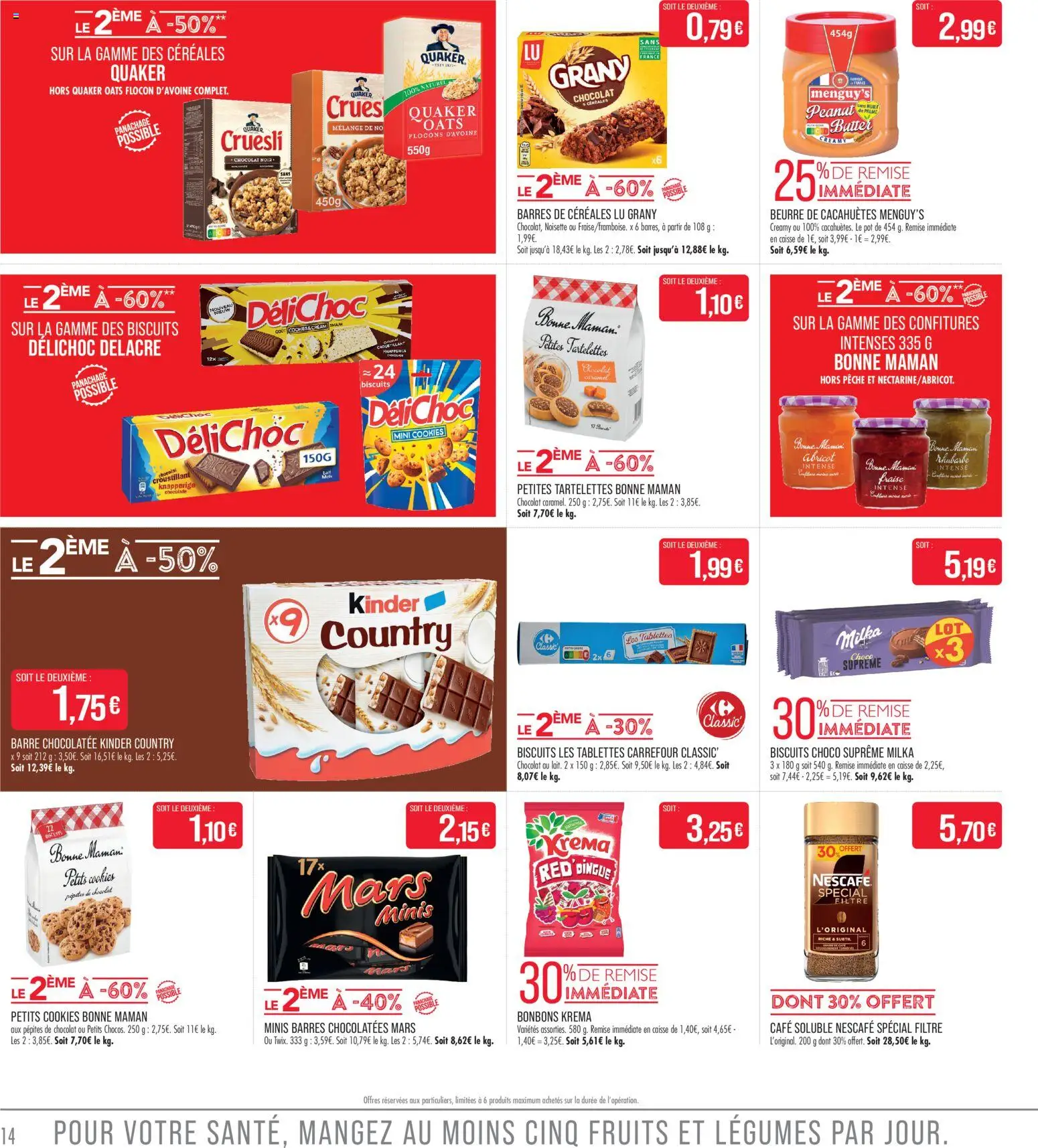 {H1} | Page: 16 | Produits: Flocons d’avoine, Abricot, Kinder country, Bonbons