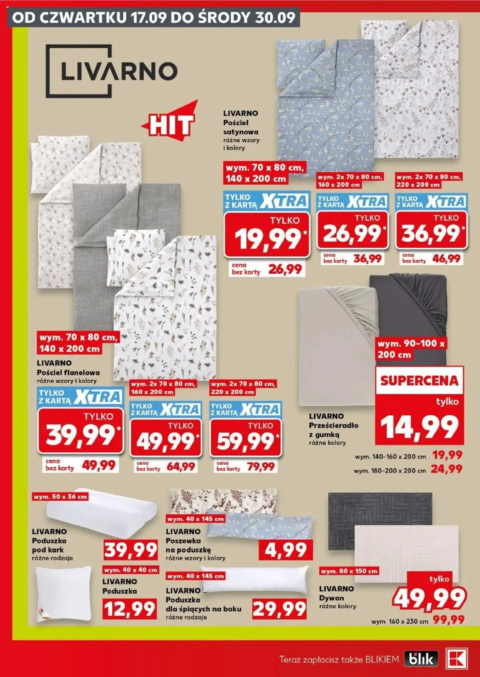 Kaufland gazetka - Złap Okazje od 17.09.2026 - od jutra PDF | Strona: 12 | Produkty: Karta, Poduszka, Dywan, Prześcieradło z gumką