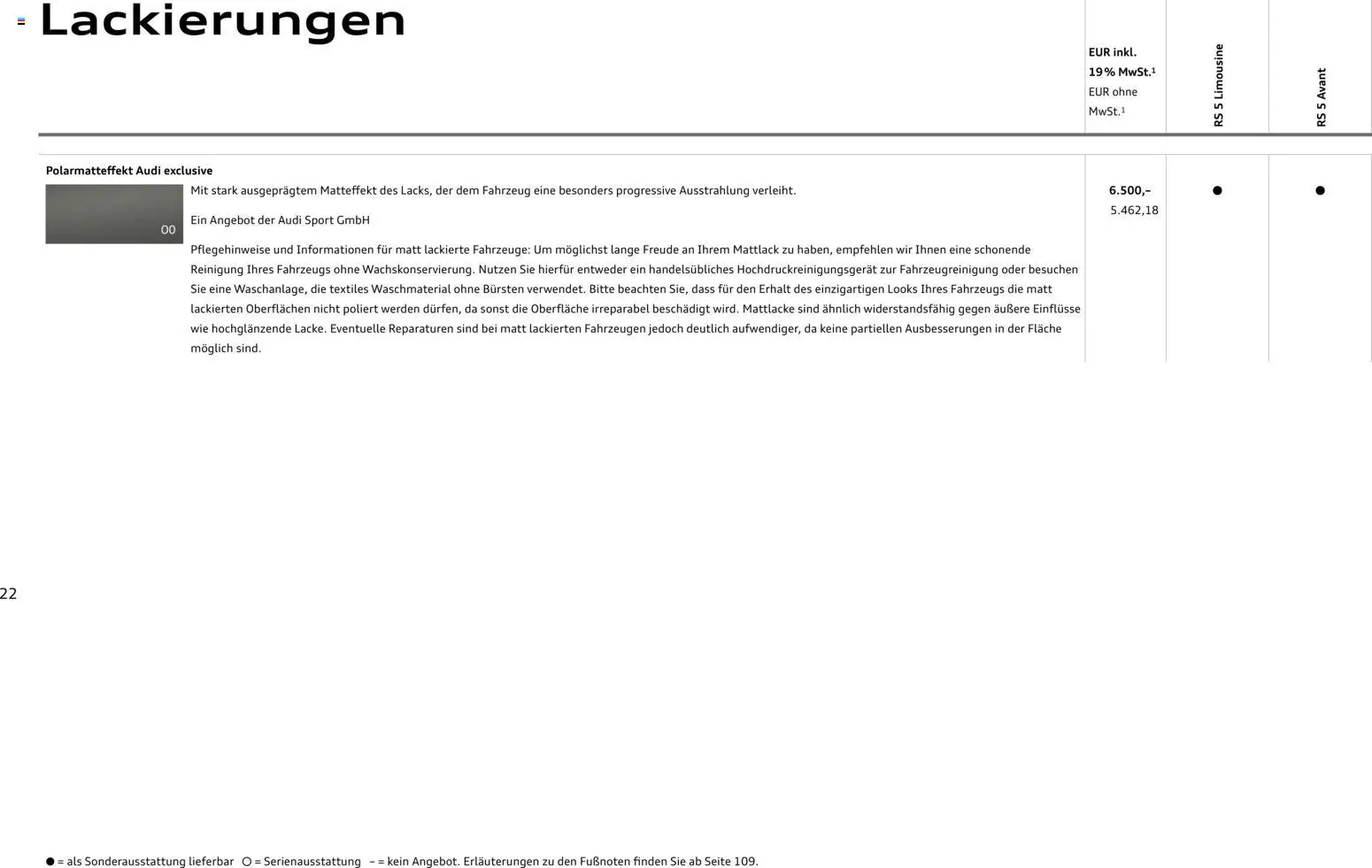 Audi RS 5 Limousine / RS 5 Avant – gültig ab 01.04.2026 | Seite: 22