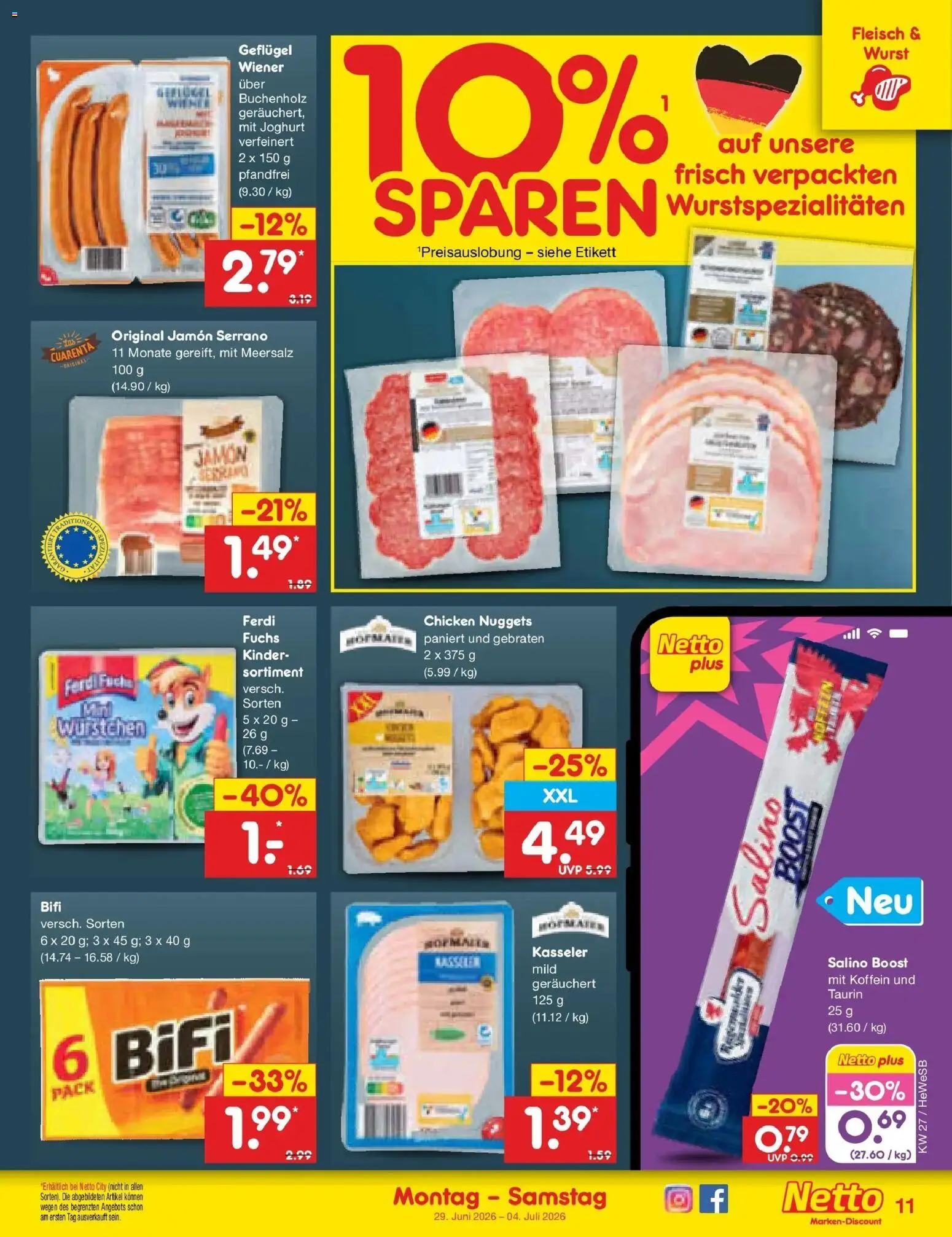 Netto Marken-Discount Prospekt Hamburg – gültig ab 29.06.2026 | Seite: 15 | Produkte: Joghurt, Bifi, Wurst, Fleisch
