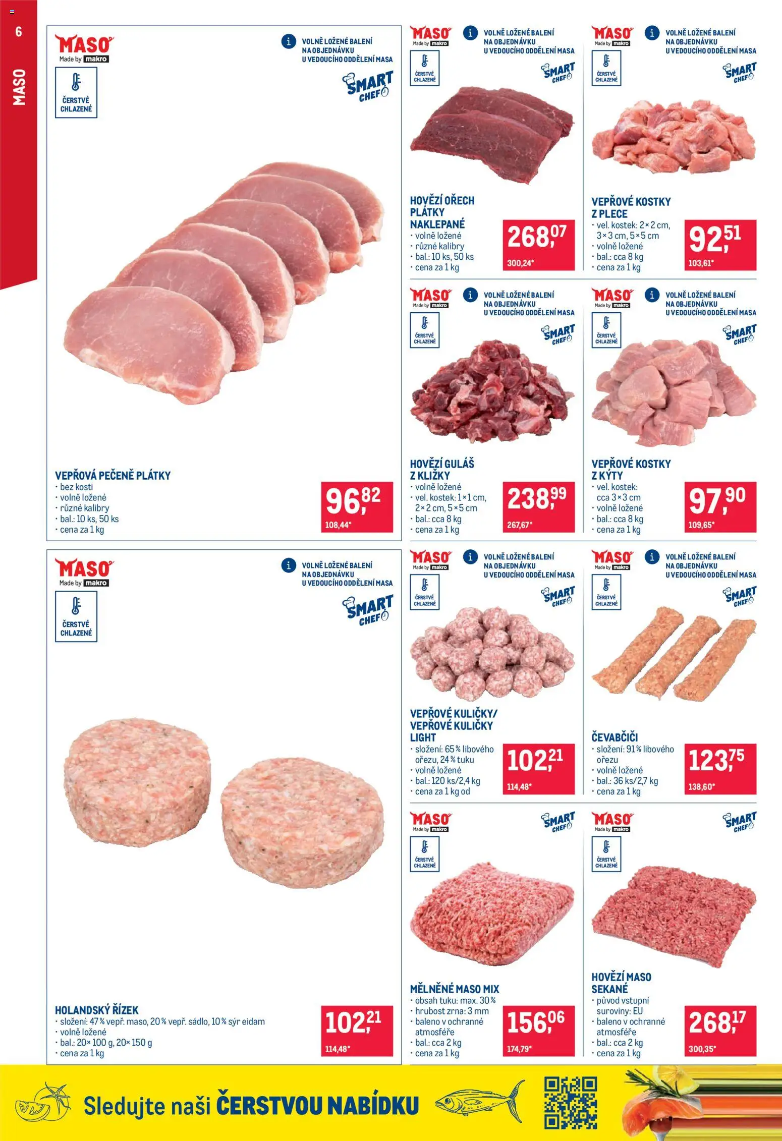 Makro leták - Gastronomie distribuce od 11.08.2026 | Strana: 6 | Produkty: Holandský řízek, Vepřová pečeně, Sýr, Kuličky