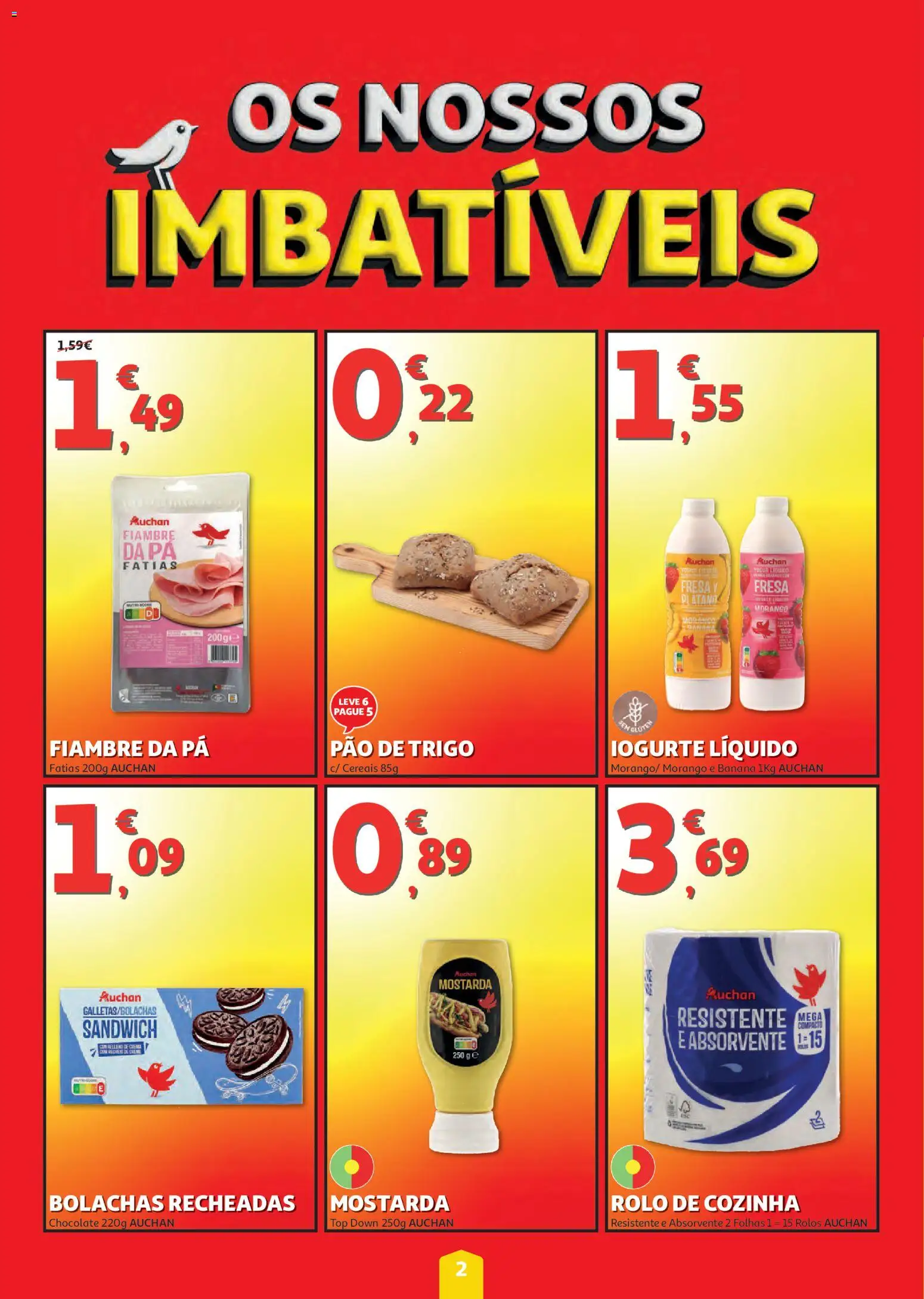 Auchan folheto │ válido de 23/07/2026 | Página: 2 | Produtos: Iogurte, Pão, Chocolate, Cereais