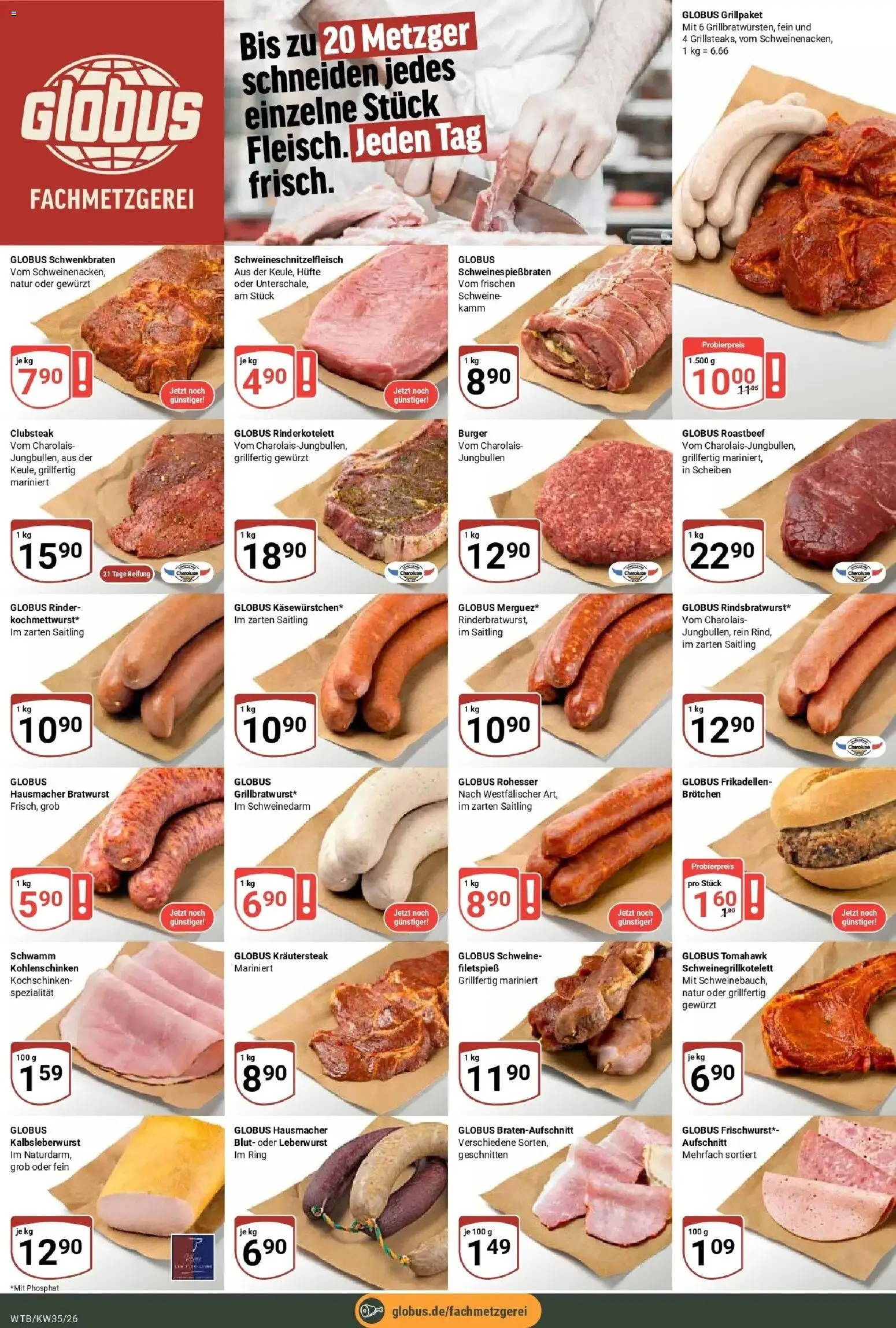 Globus Prospekt Wächtersbach – gültig ab 24.08.2026 | Seite: 10 | Produkte: Bratwurst, Burger, Roastbeef