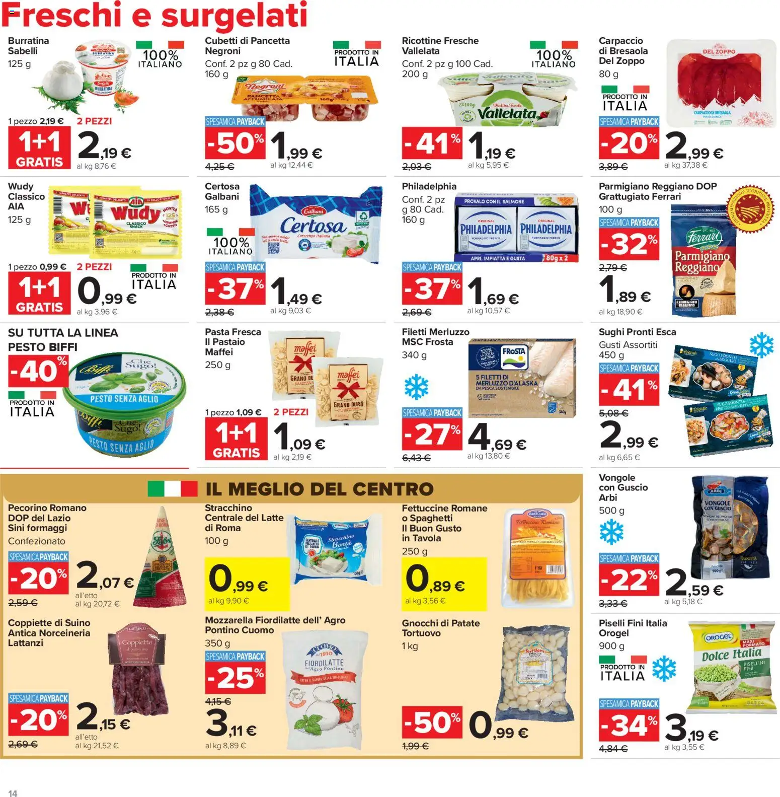 Volantino Carrefour del 16.06.2026 | Pagina: 14 | Prodotti: Merluzzo, Vongole, Gnocchi, Pecorino Romano