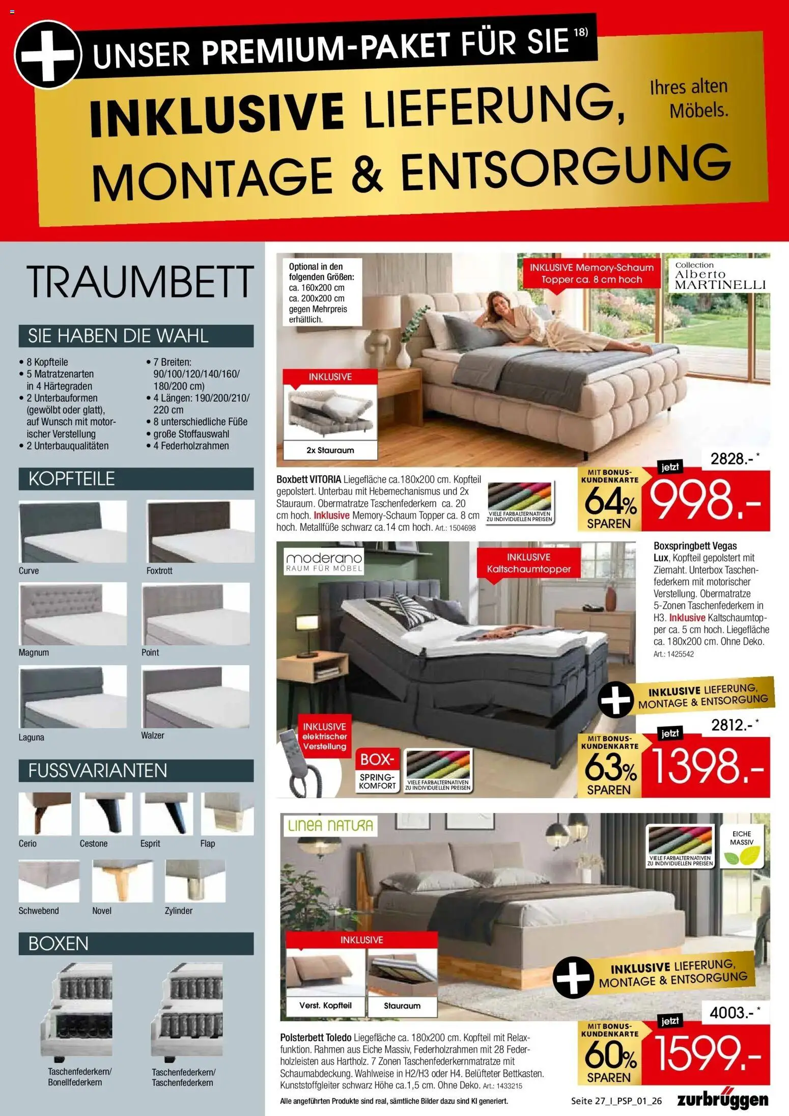 Zurbrüggen - Zurbrüggen: Polstermöbel Spezial (ab 26.10.2026) zum Blättern | Seite: 27 | Produkte: Boxspringbett, Topper, Box, Bilder