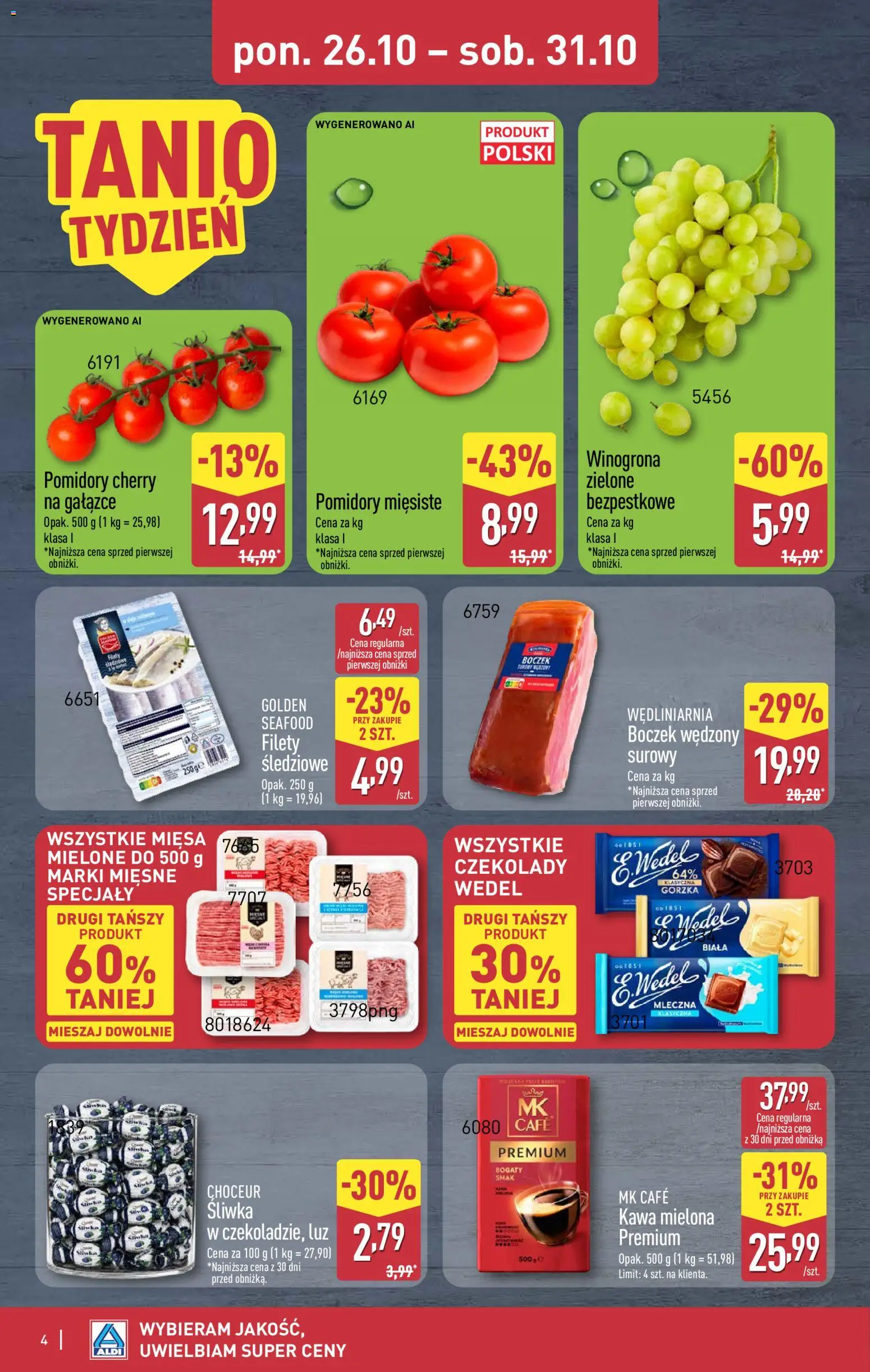 Aldi gazetka - Oferta weekendowa od 29.10.2026 | Strona: 4 | Produkty: Specjały, Boczek wędzony, Boczek, Kawa mielona