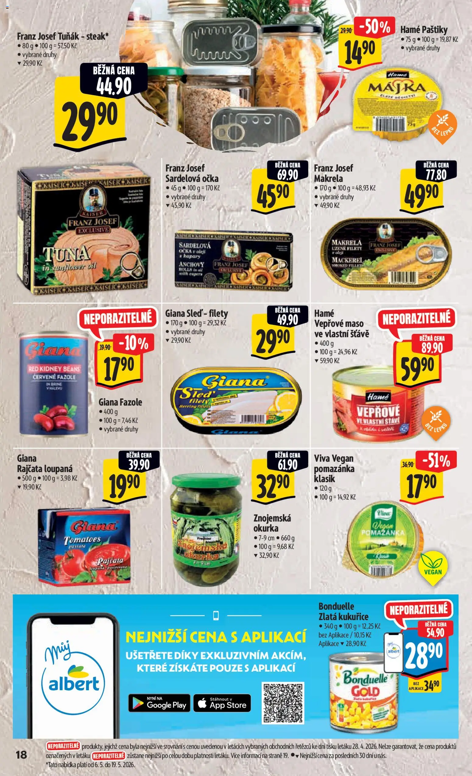 Albert leták - Hypermarket od 06.05.2026 | Strana: 26 | Produkty: Tuňák, Vegan, Makrela, Okurka
