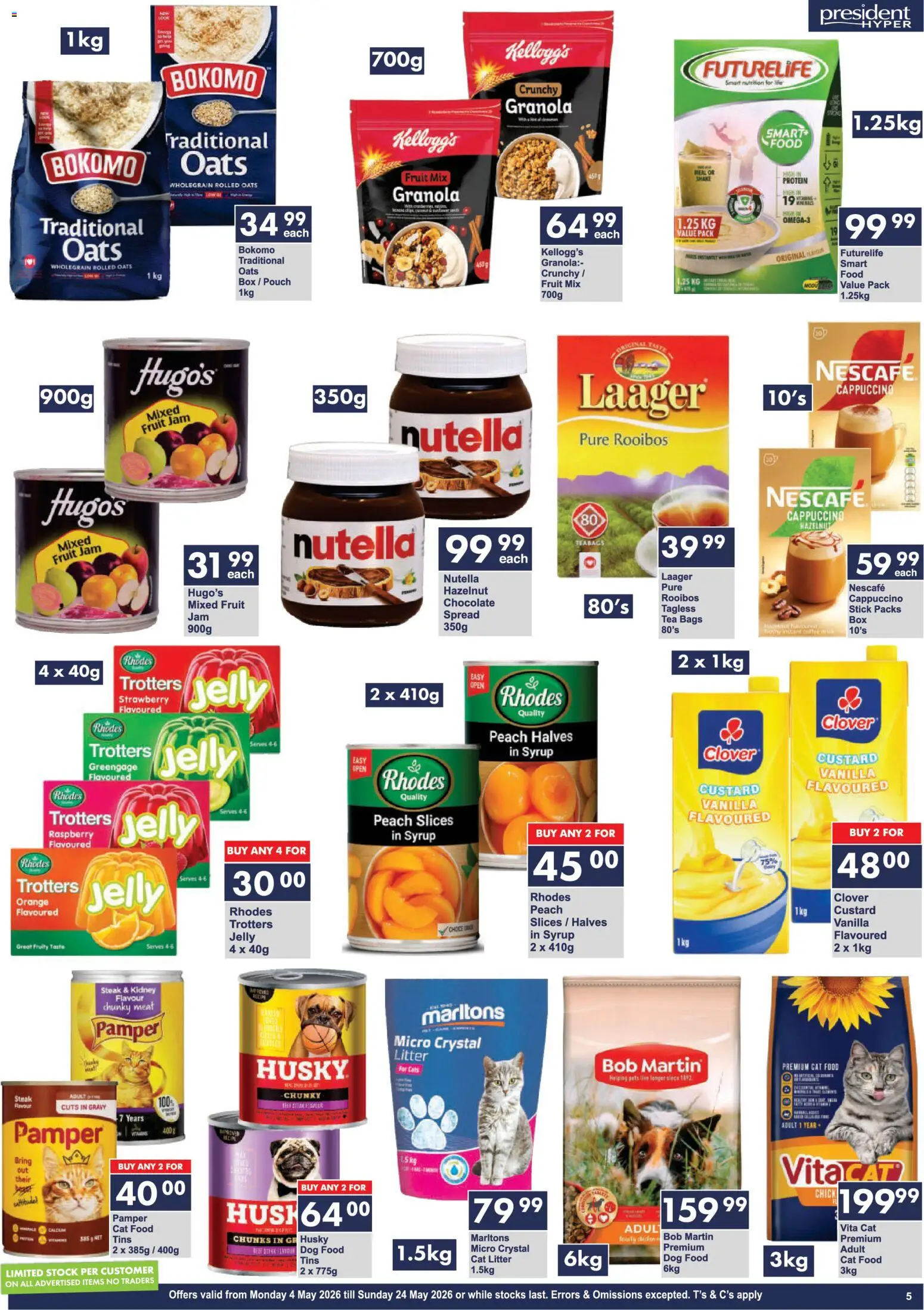 New President Hyper catalogue – valid from 04.05.2026 | Page: 5 | Products: Detergente líquido, Box, Fruit, Cat litter