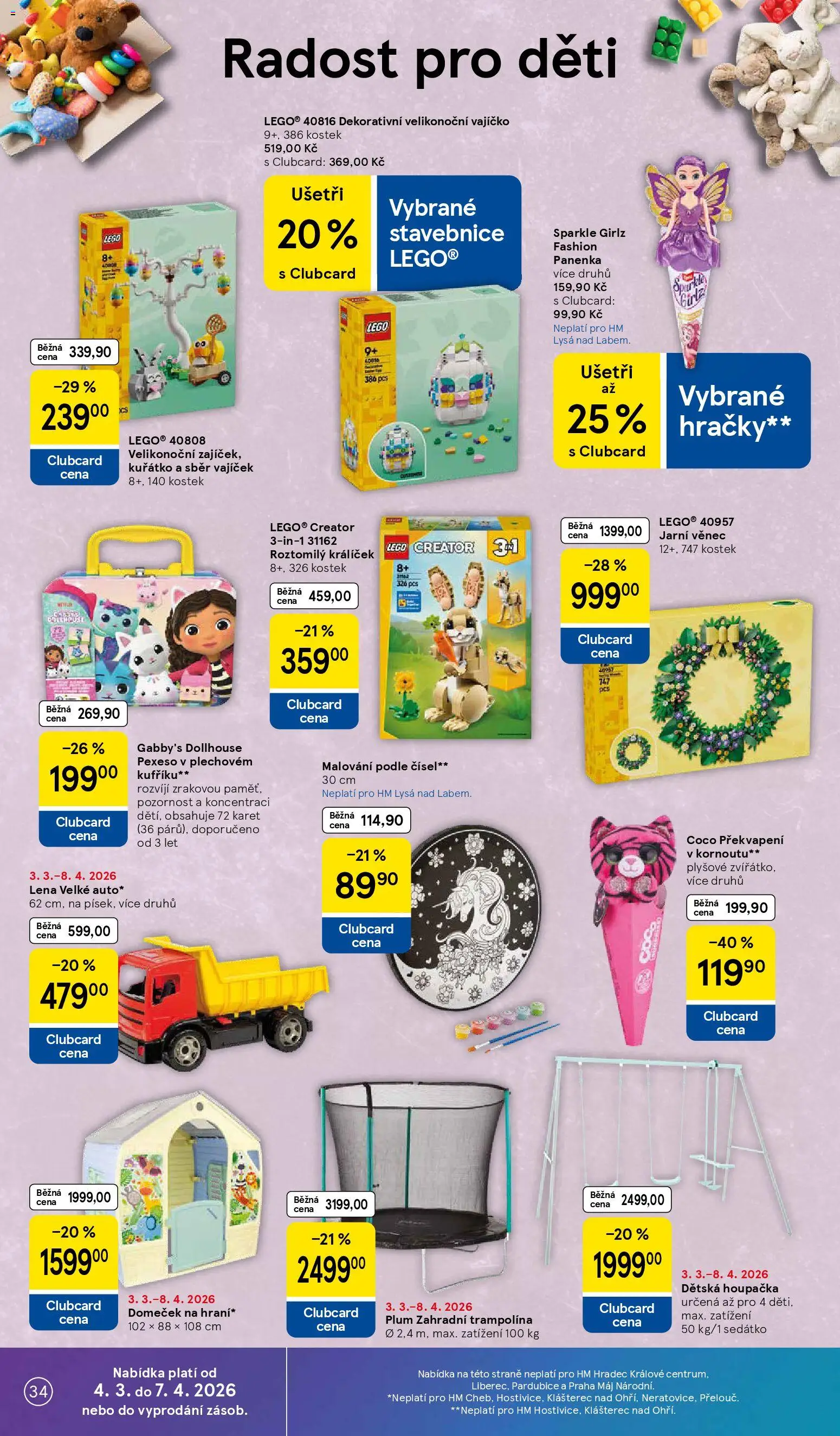 Tesco leták - Hypermarket od 11.03.2026 | Strana: 34 | Produkty: LEGO, Gabby's Dollhouse, Hračky, Trampolína