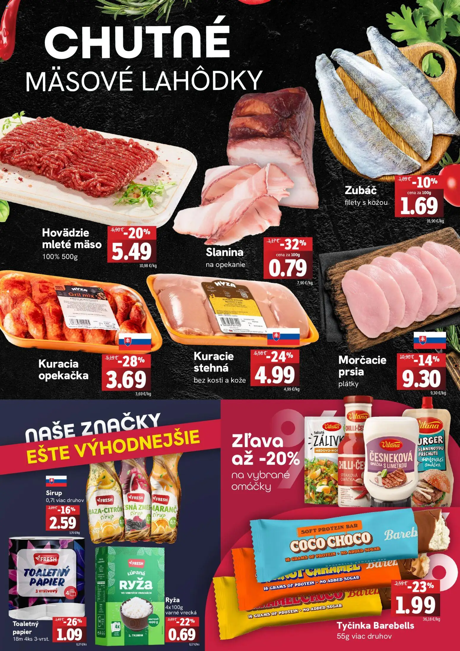 Nové Fresh akcie – leták je platný od 23.07.2026 | Strana: 2 | Produkty: Gril, Slanina, Protein, Omáčka