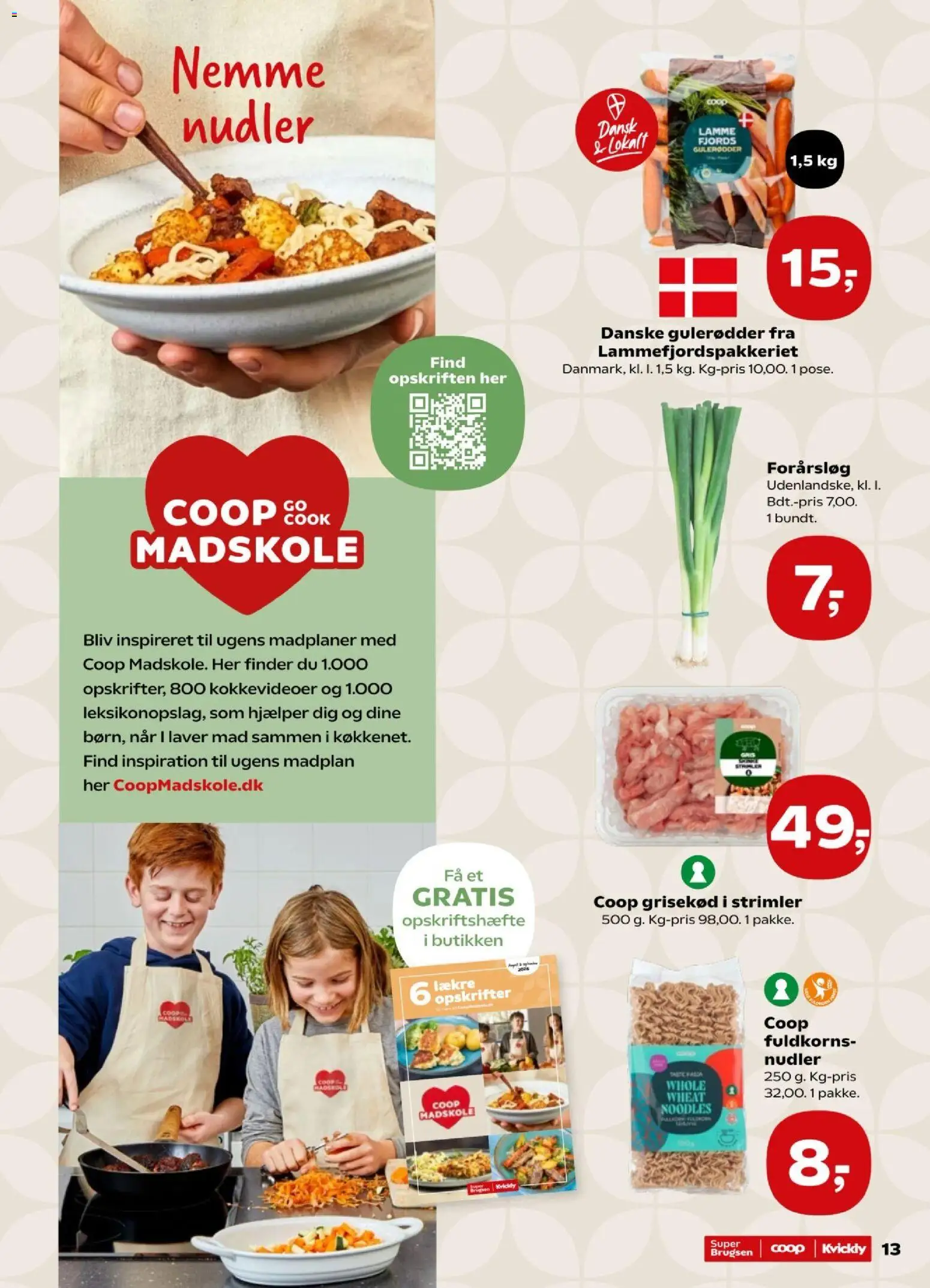 Kvickly tilbudsavis – gyldig fra 14/08/2026 | Side: 15 | Produkter: Nudler, Gulerødder, Forårsløg, Søm