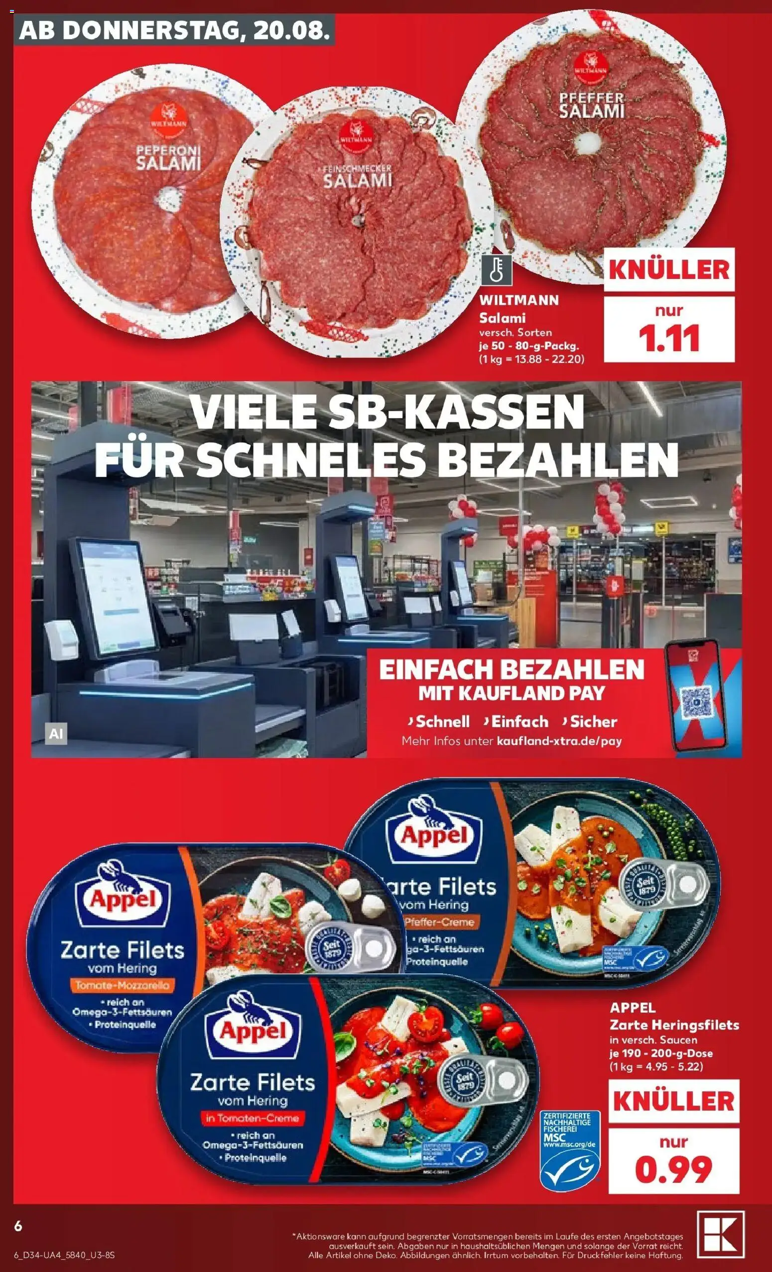 Prospekt Kaufland ab 20.08.2026 » Angebote Online zum Blättern | Seite: 6 | Produkte: Hering, Pfeffer, Salami