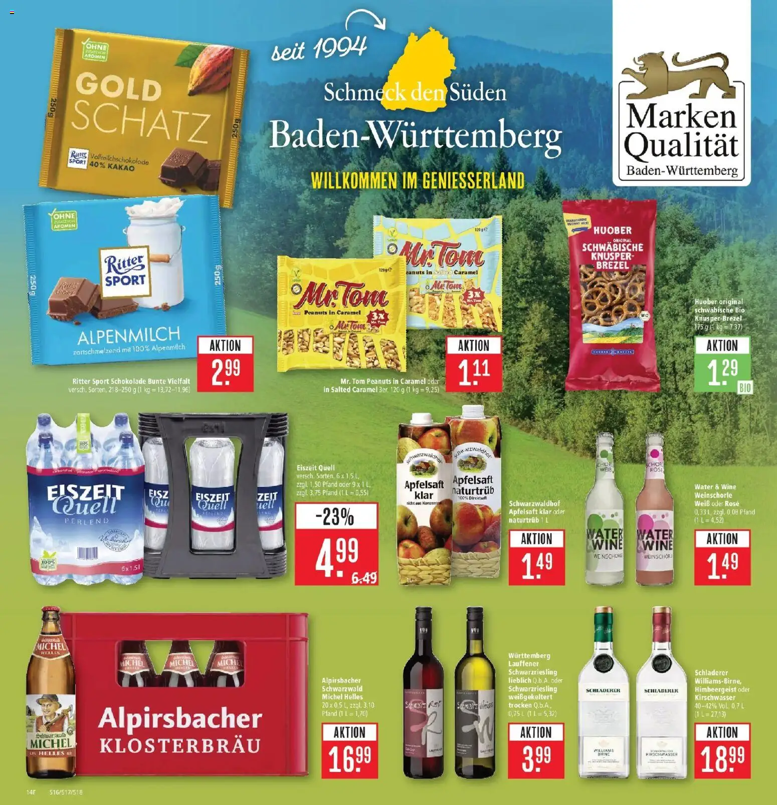Marktkauf Prospekt Heidenheim (ab 14.09.2026) » Angebote online | Seite: 16 | Produkte: Schokolade, Ritter sport, Apfelsaft, Weinschorle