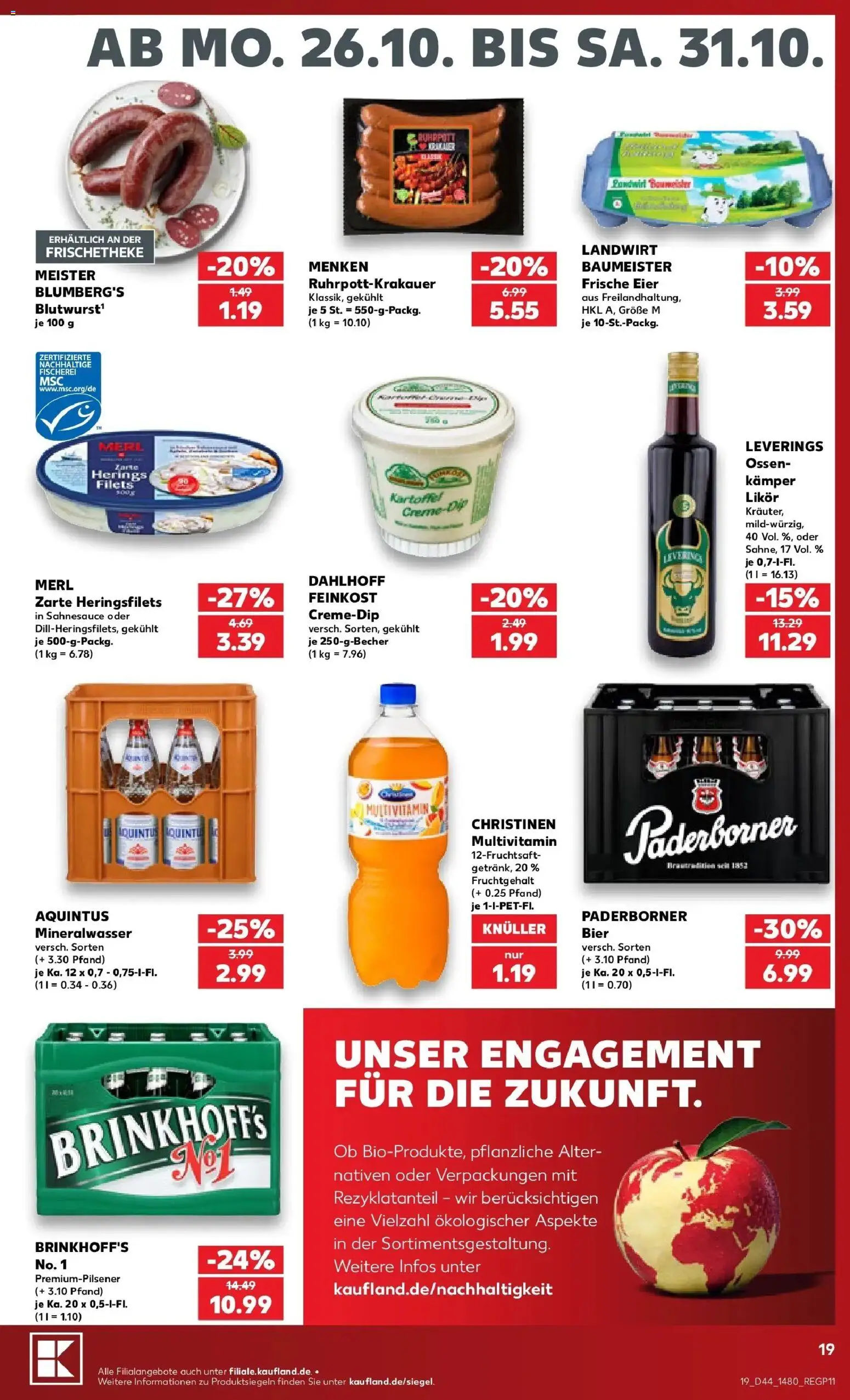 Prospekt Kaufland ab 26.10.2026 » Angebote Online zum Blättern | Seite: 23 | Produkte: Eier, Bier, Likör, Mineralwasser