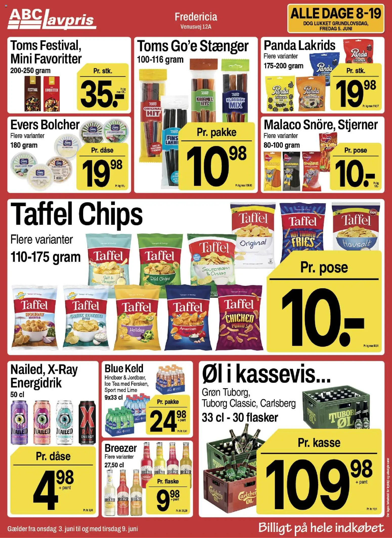 Abc Lavpris tilbudsavis – gyldig fra 03.06.2026 | Side: 12 | Produkter: Øl, Chips, Lime, Tzatziki