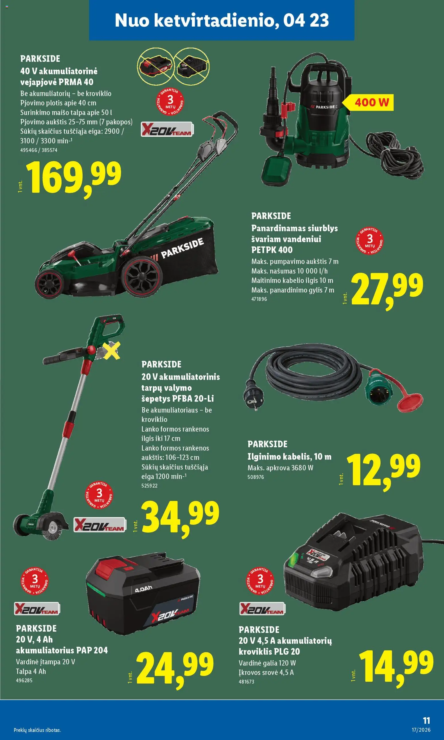 LIDL akcijos nuo 20.04.2026 | Puslapis: 11 | Prekių: Akumuliatorius