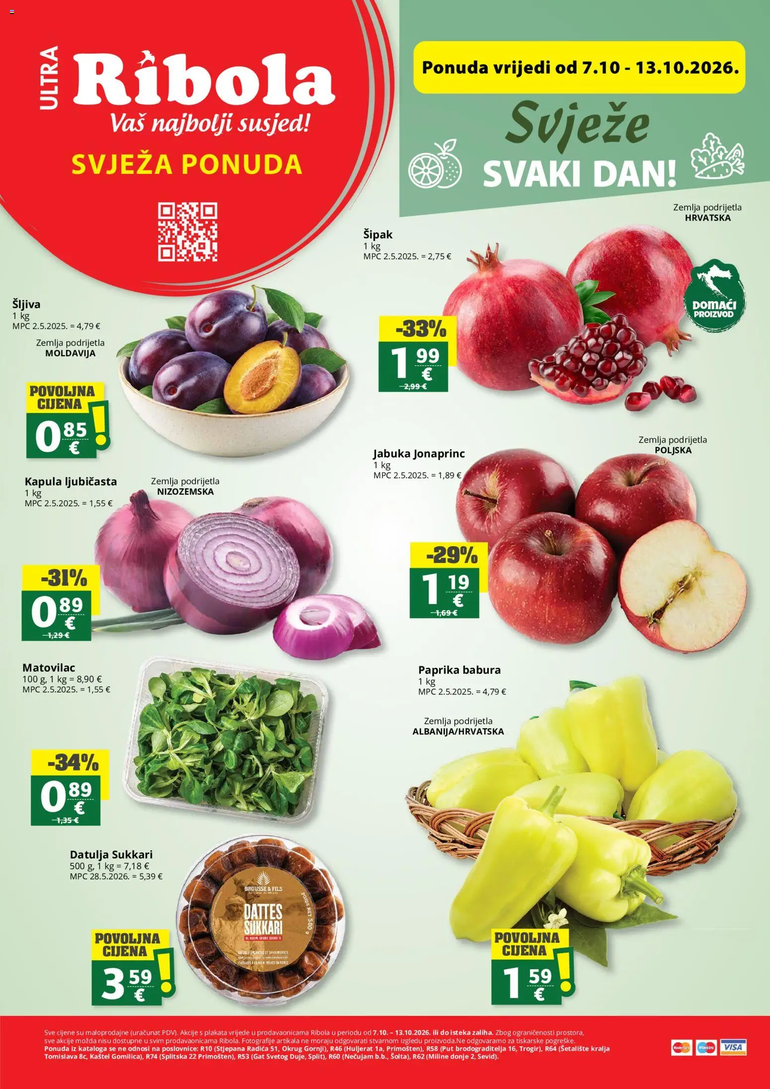 Ribola katalog | vrijedi od 07.10.2026 | Stranica: 1 | Proizvodi: Zemlja, Paprika, Šljiva, Datulja