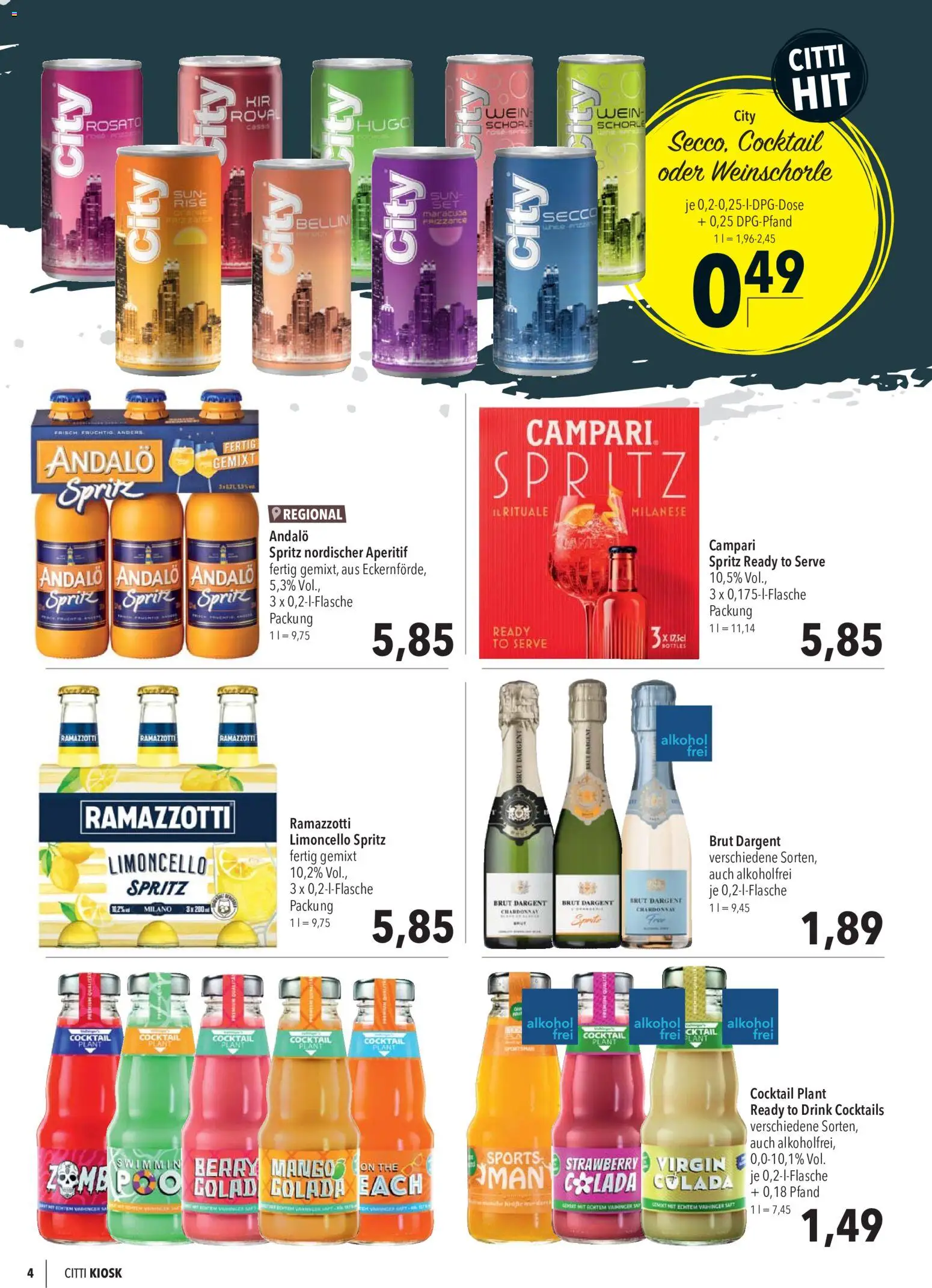 CITTI Markt Kioskwerbung – gültig ab 12.08.2026 | Seite: 4 | Produkte: Sprite, Alkohol, Brut dargent, Ramazzotti