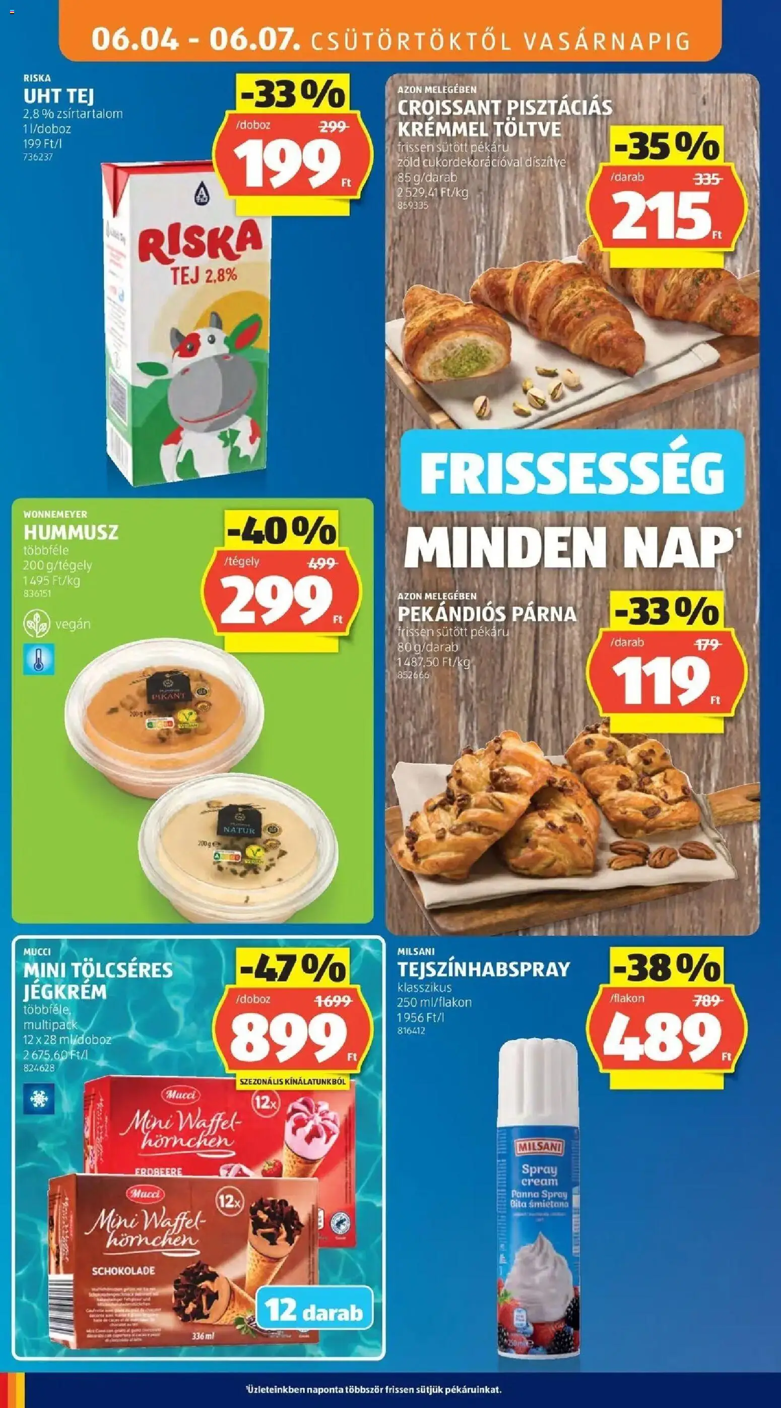 Aldi akciós ujság - amely érvényes a következő dátumtól: 04.06.2026 | Oldal: 12 | Termékek: Párna, Tej, Vegán, Jégkrém