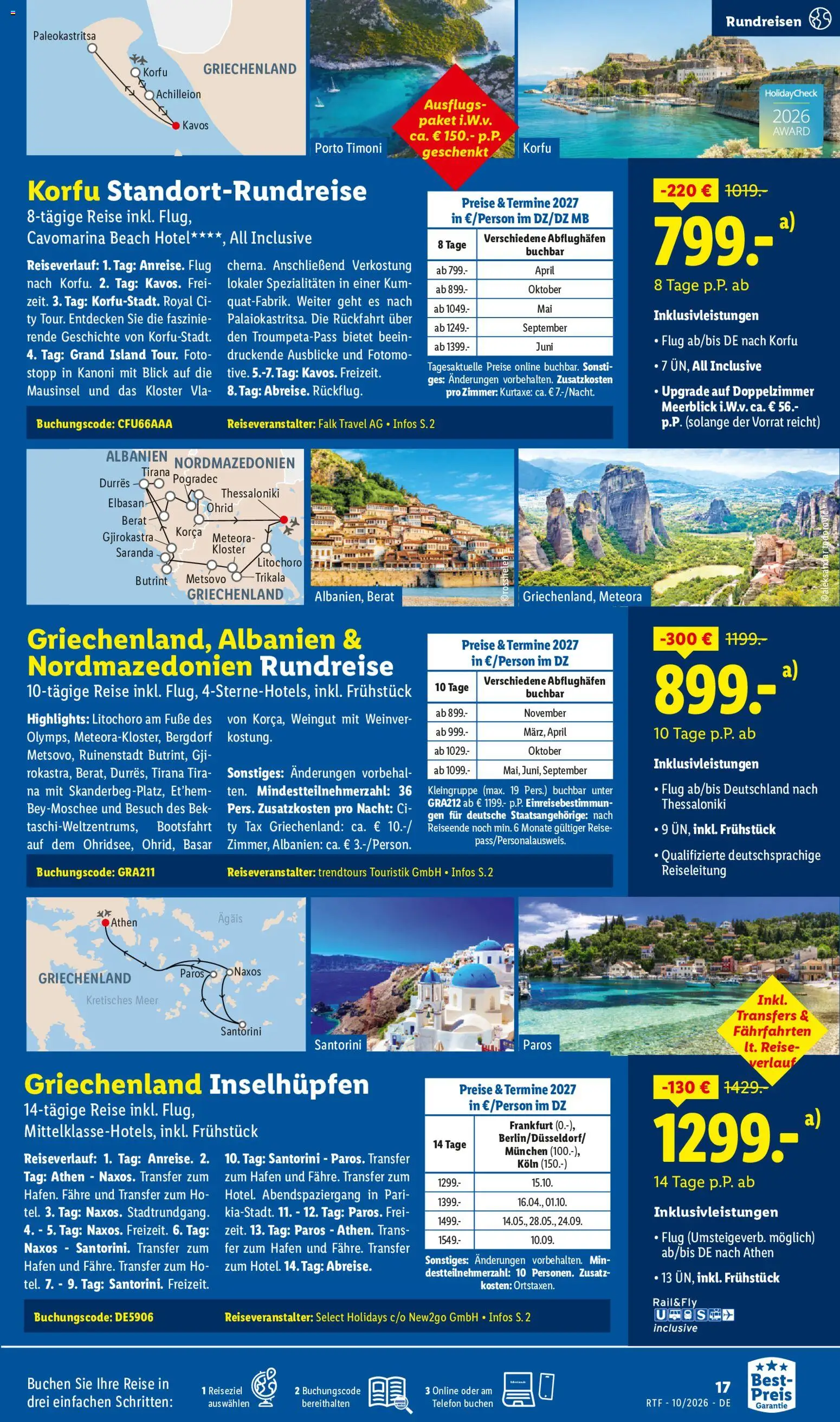 Lidl Reisen Oktober/November Reise-Highlights – gültig ab 14.10.2026 | Seite: 17 | Produkte: Spezialitäten, Telefon