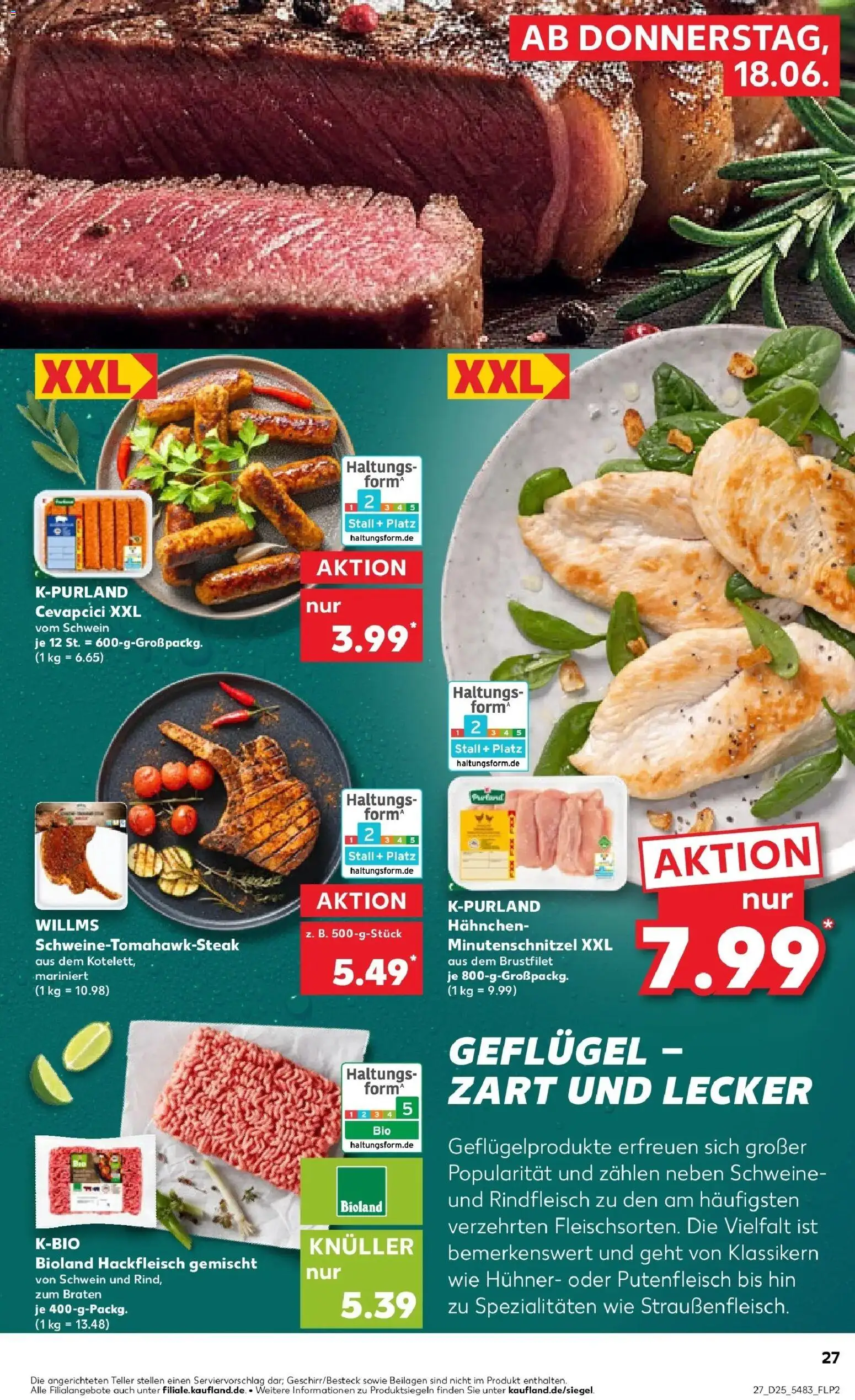 Kaufland Prospekt Mainz – gültig ab 15.06.2026 | Seite: 36 | Produkte: Hahnchen, Schnitzel, Steak, Hackfleisch