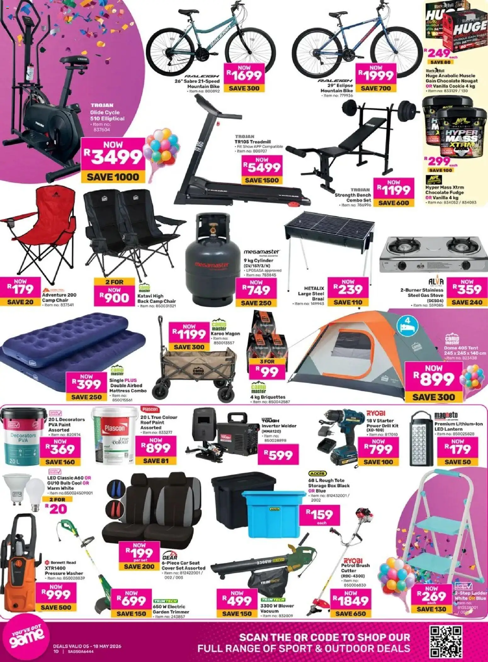 New Game catalogue – valid from 05.05.2026 | Page: 7 | Products: Lantern, Tent, Brush, Gas stove
