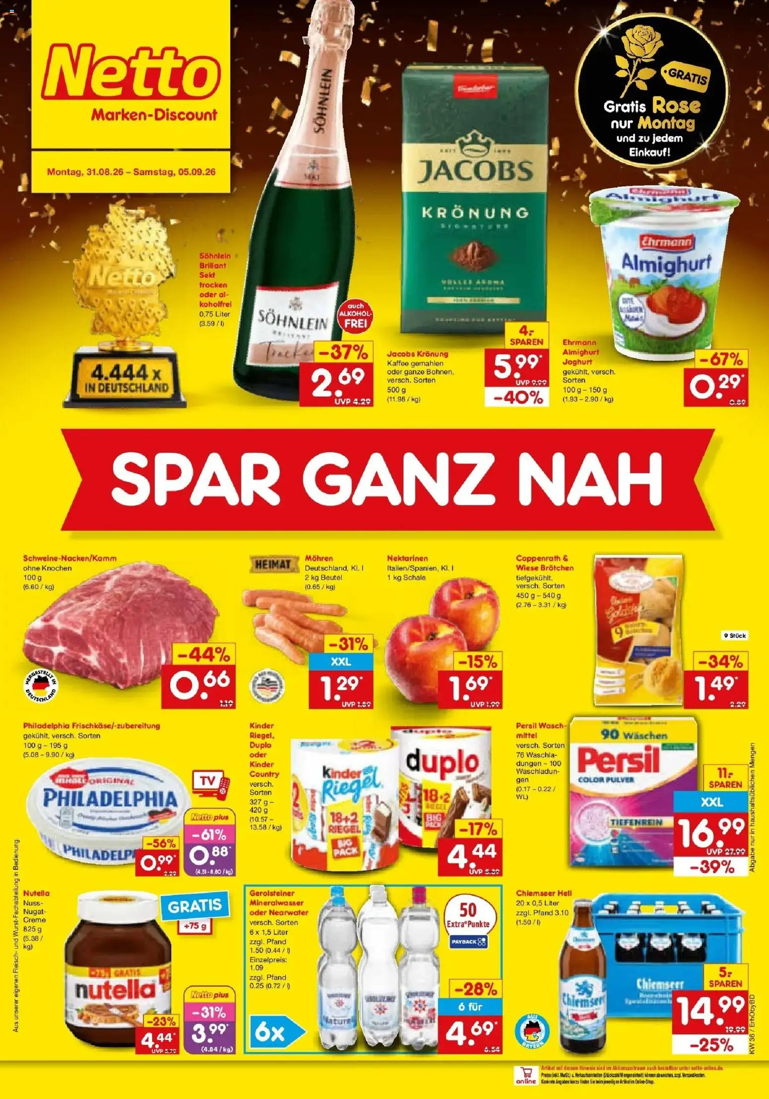 Netto Marken-Discount Prospekt Ergolding – gültig ab 31.08.2026 | Seite: 2 | Produkte: Nektarinen, Joghurt, Kaffee, Creme