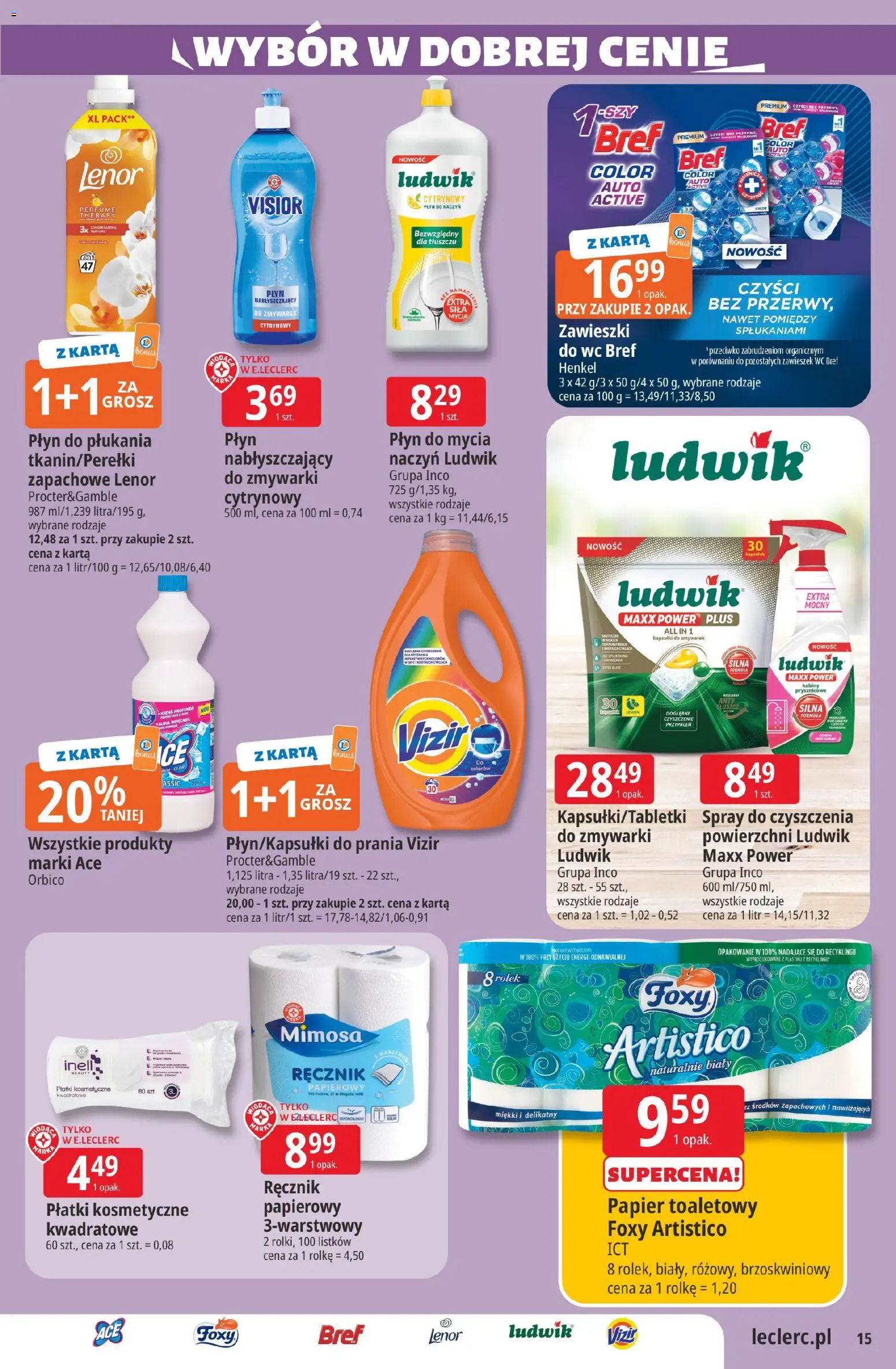 E.Leclerc gazetka - Radom od 16.06.2026 | Strona: 15 | Produkty: Papier toaletowy, Warka, Płatki kosmetyczne, Płatki