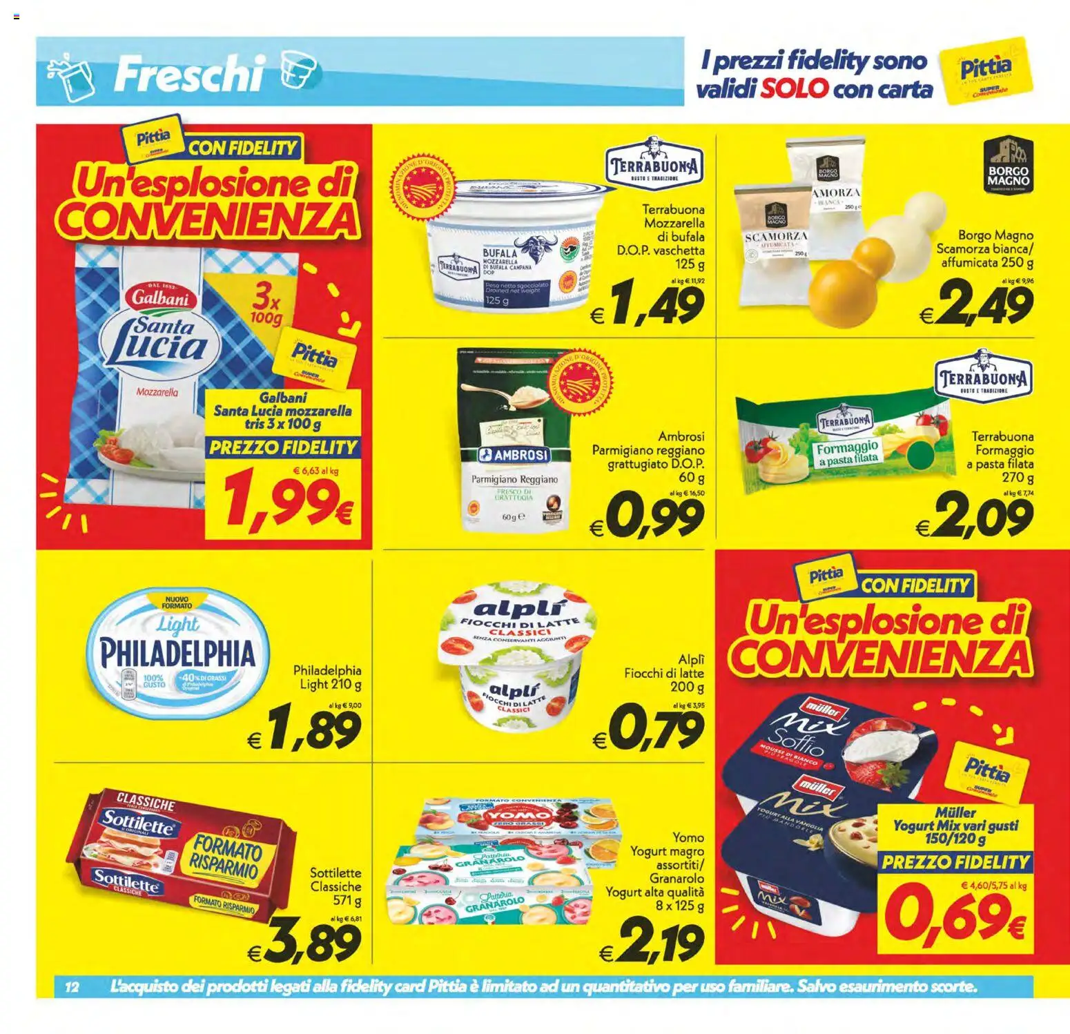 Volantino SuperConveniente del 19/06/2026 | Pagina: 12 | Prodotti: Yogurt, Fiocchi di latte, Formaggio, Parmigiano reggiano