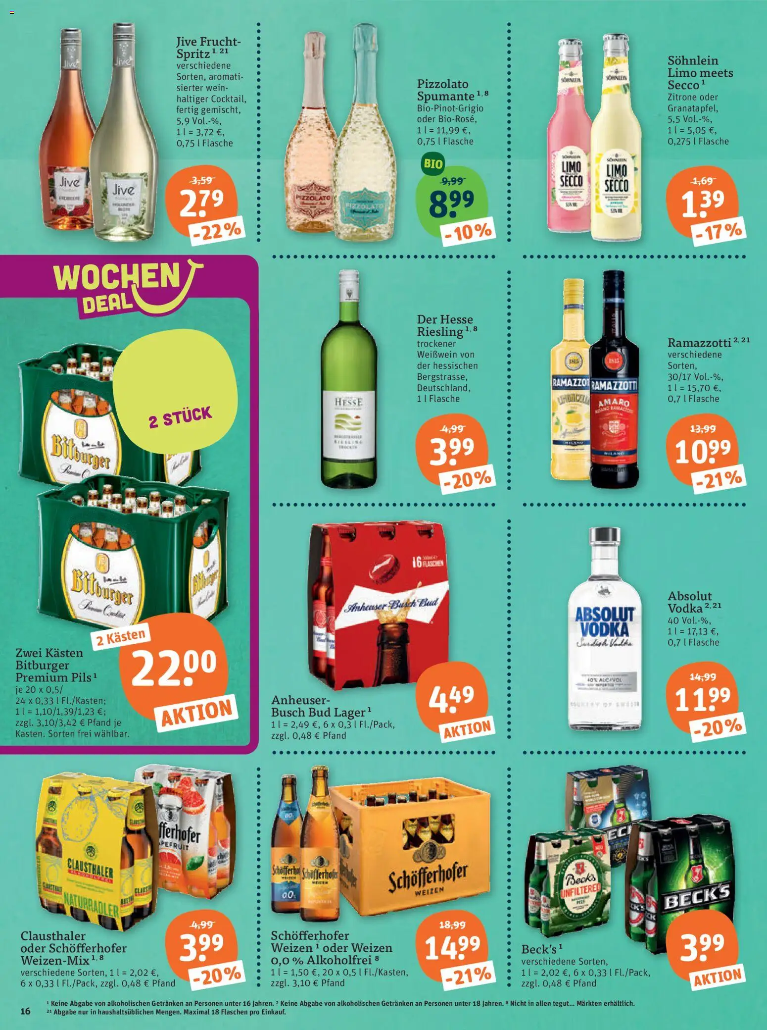Tegut Prospekt – gültig ab 19.06.2026 | Seite: 18 | Produkte: Bitburger, Weißwein, Pils, Ramazzotti