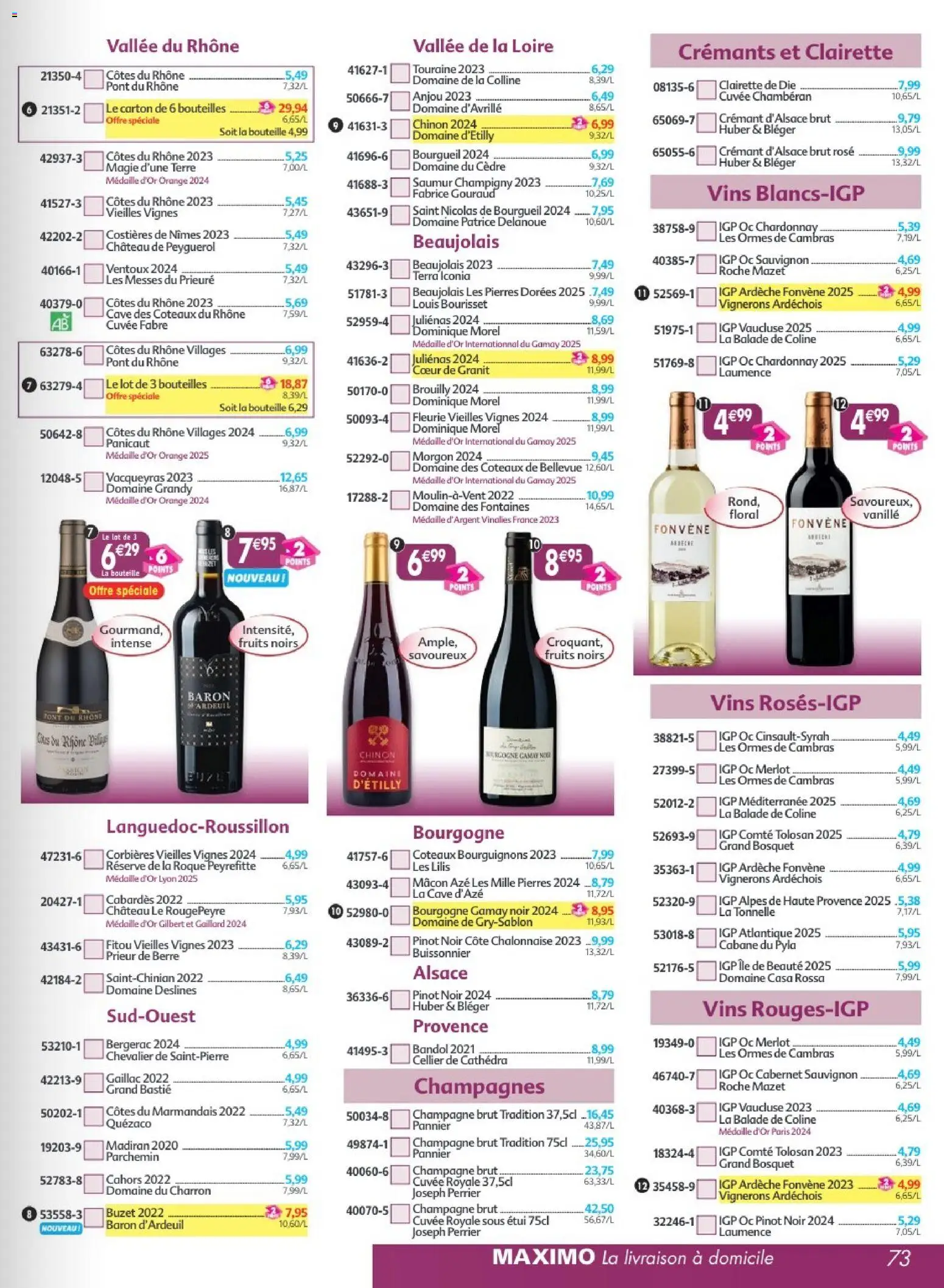 {H1} | Page: 73 | Produits: Pinot noir, Fitou, Champagne, Crémant d'alsace