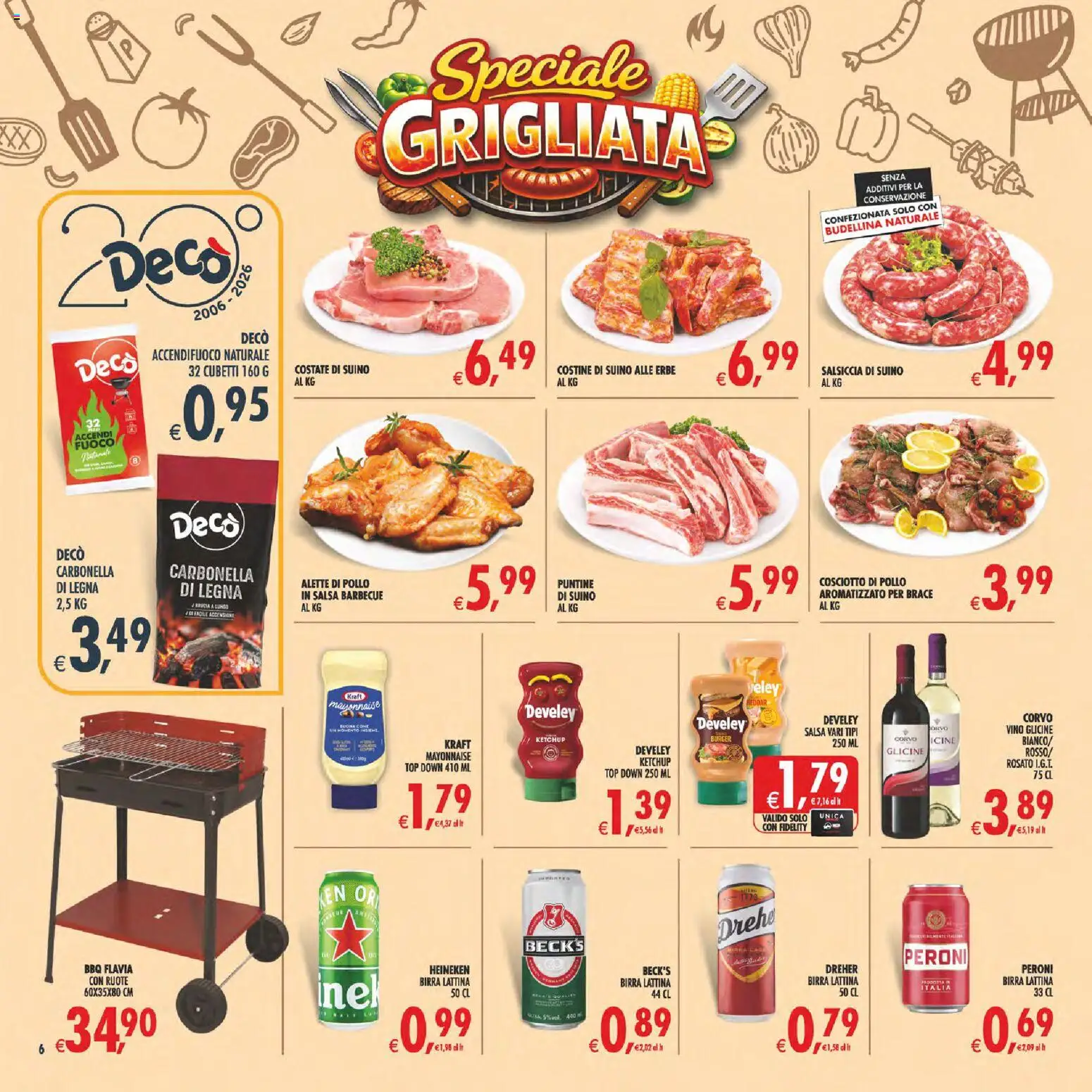 Volantino Decò del 11/08/2026 | Pagina: 7 | Prodotti: Birra, Barbecue, Vino, Heineken