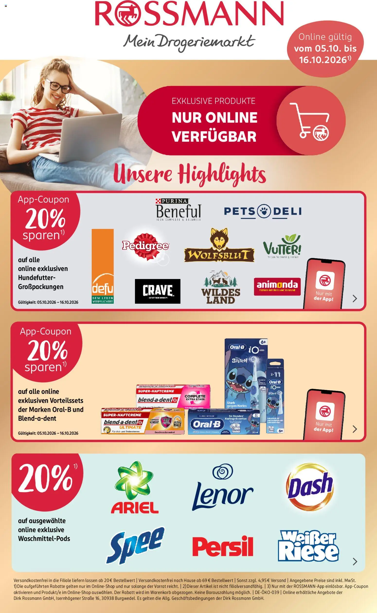 Rossmann Onlineprospekt – gültig ab 05.10.2026 | Seite: 1 | Produkte: Lenor, Ariel, Spee, Persil
