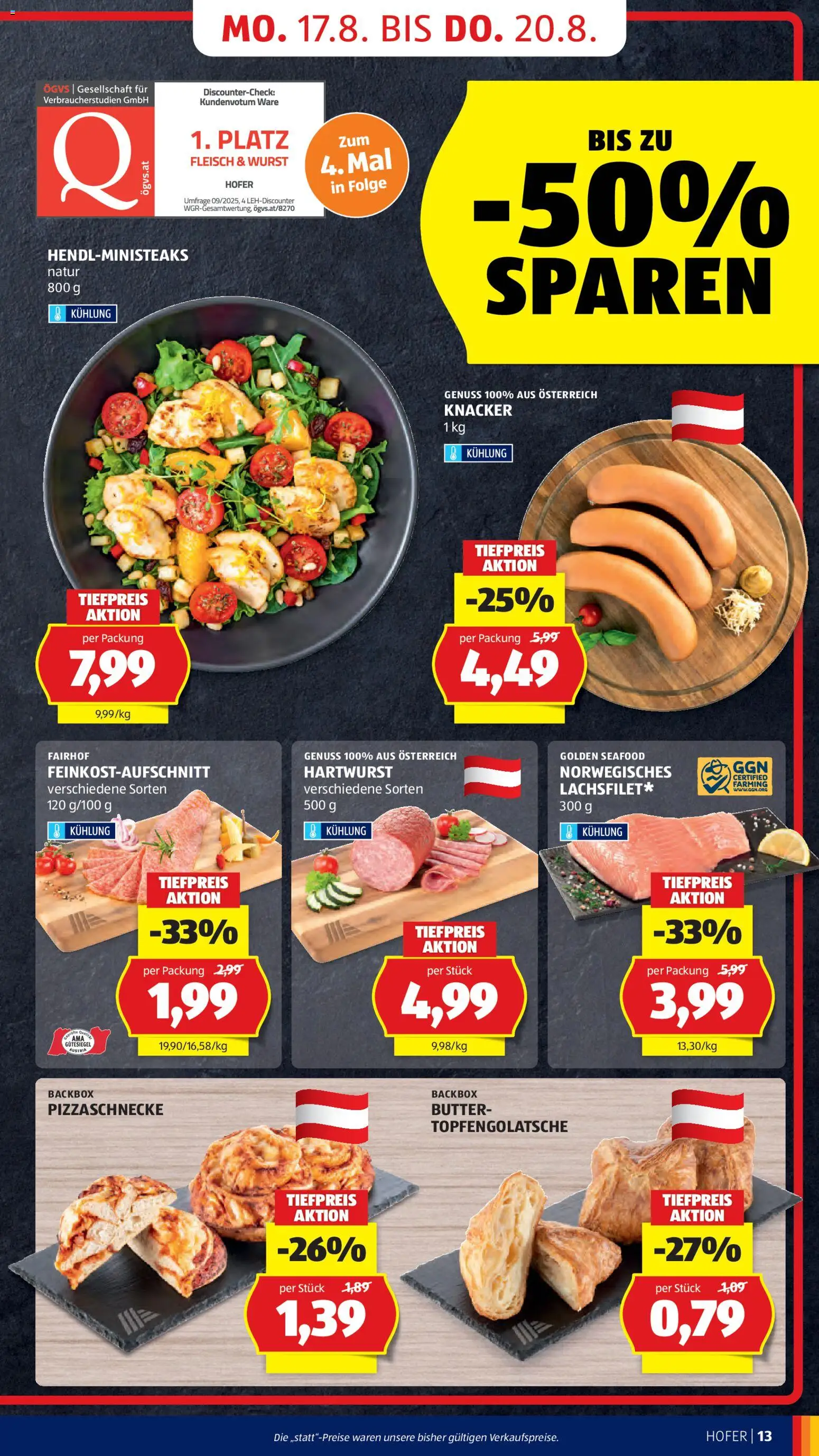 Hofer AT akciós ujság - amely érvényes a következő dátumtól: 2026.08.14. | Oldal: 25 | Termékek: Seafood, Golden Seafood