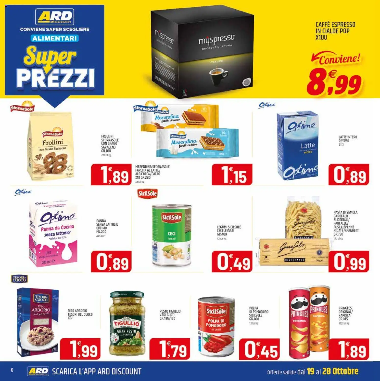 Volantino ARD Discount del 19/10/2026 | Pagina: 6 | Prodotti: Legumi, Pasta, Semola, Cialde