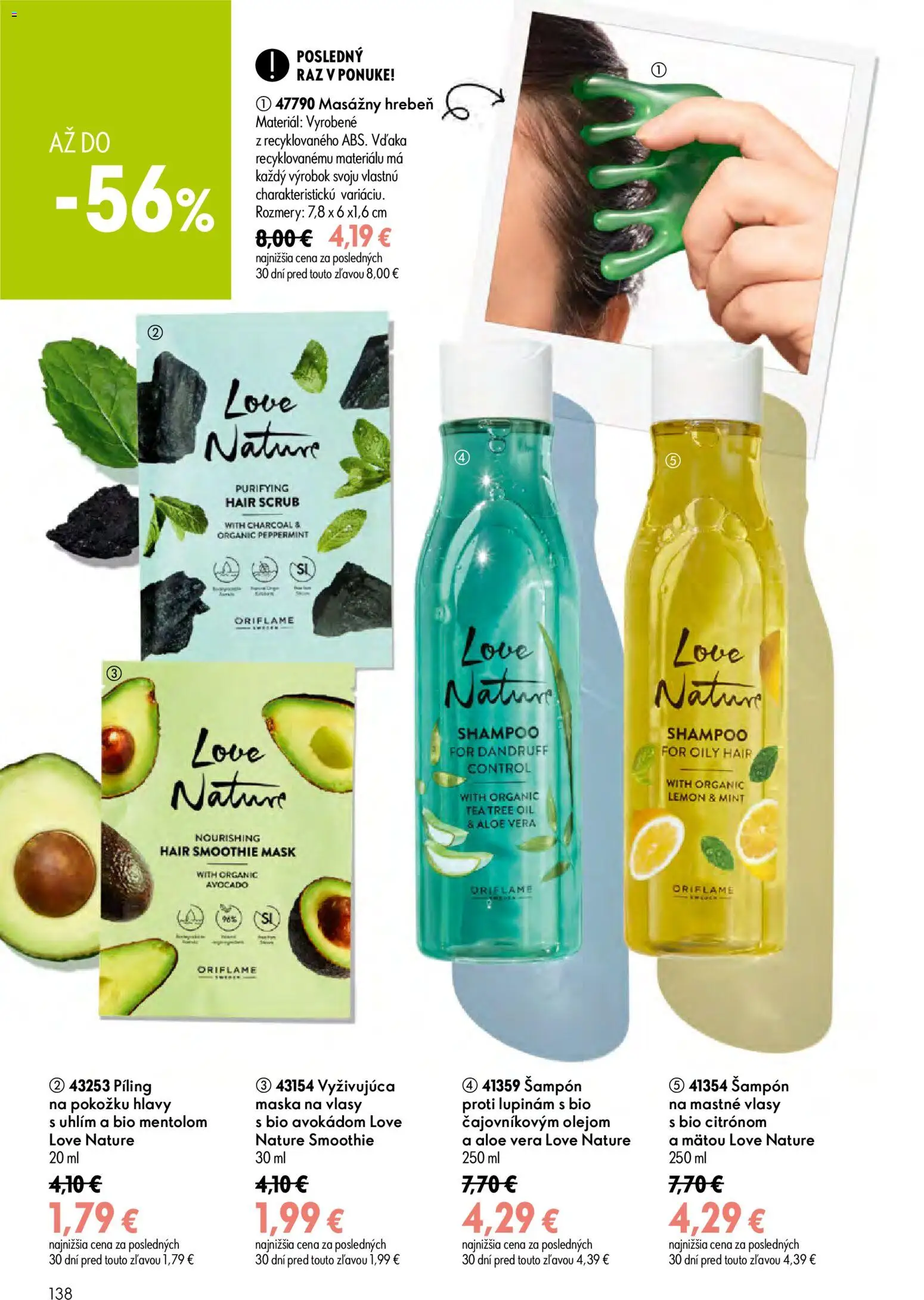 Nové Oriflame akcie – leták je platný od 29.07.2026 | Strana: 138 | Produkty: Šampón, Maska na vlasy, Hrebeň, Maska