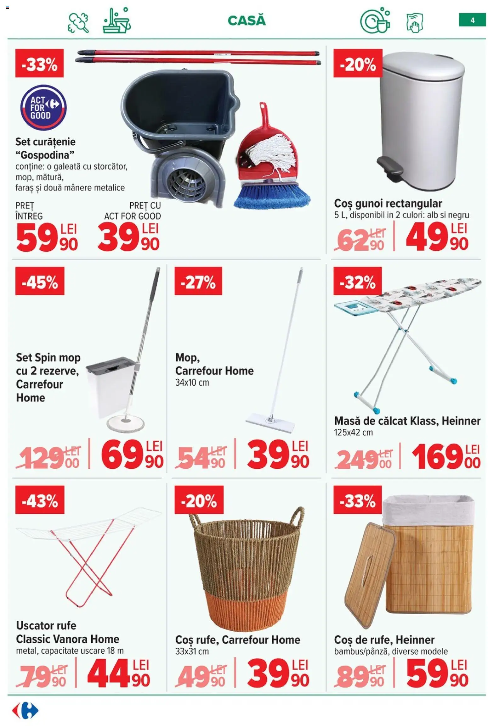 Noul catalog Carrefour – valabil de la 03.06.2026 | Pagină: 5 | Produse: Uscător, Coș, Masă, Masă de călcat
