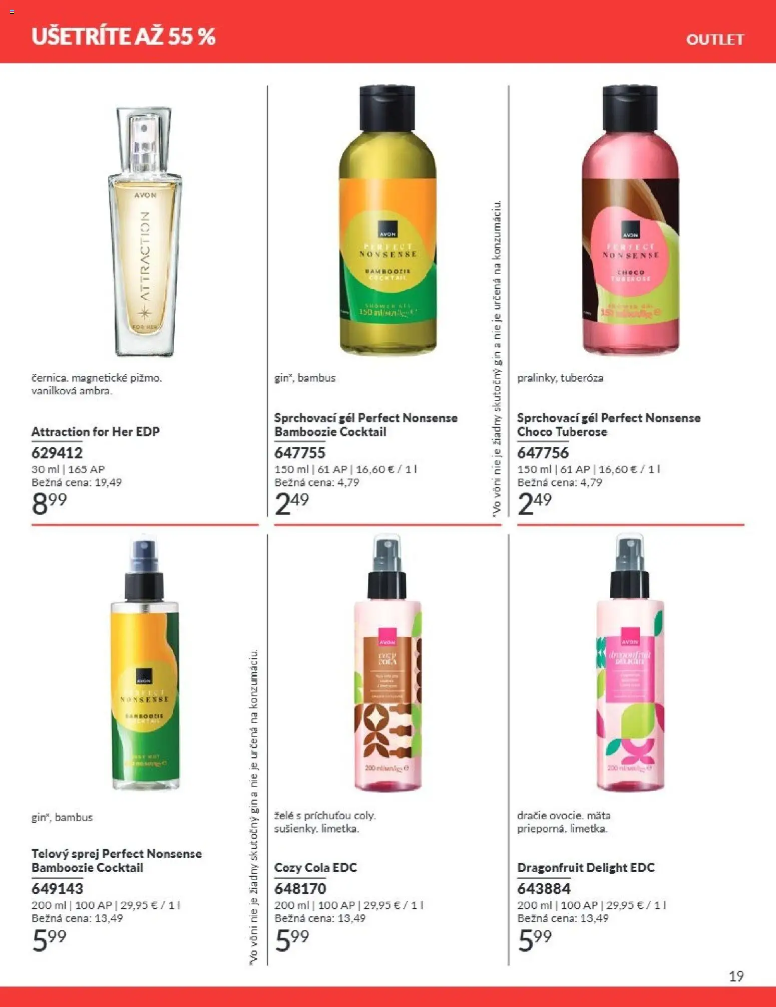Nové Avon akcie – leták je platný od 01.08.2026 | Strana: 19 | Produkty: Gin, Cola