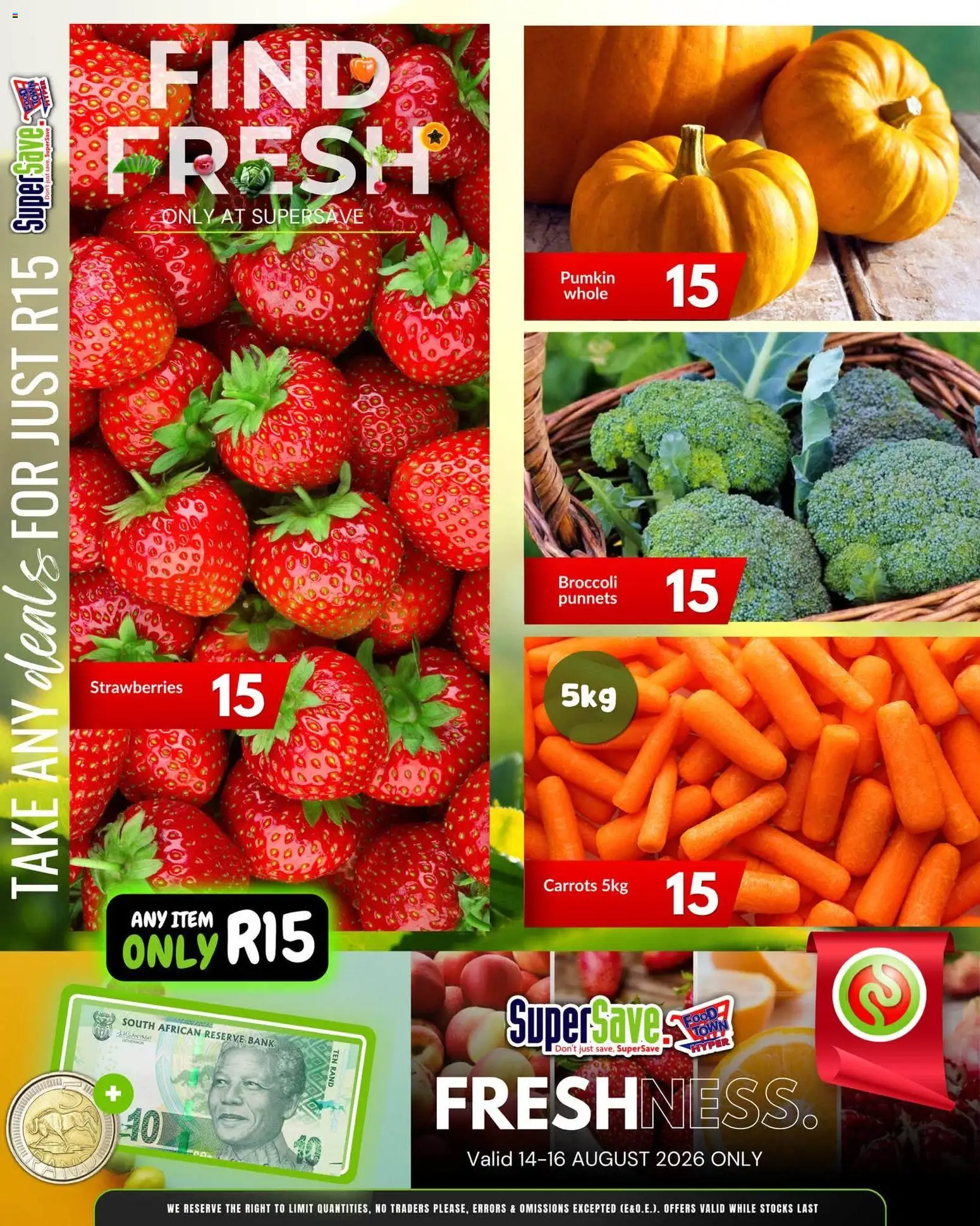New Super Save catalogue – valid from 14/08/2026 | Page: 5 | Products: Broccoli, Strawberries, Carrots