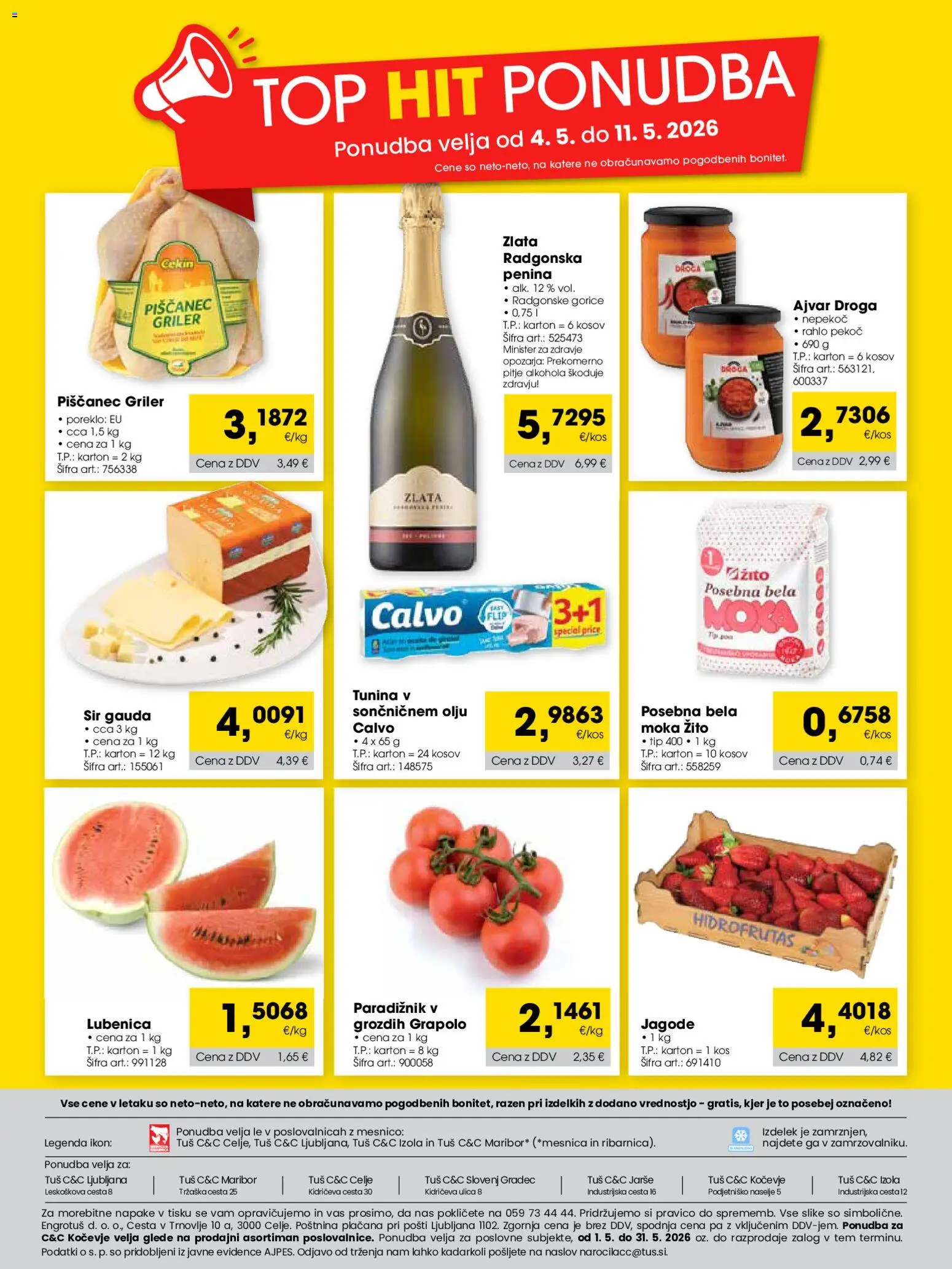 Novi Tuš katalog ponudbe – veljaven od 01.05.2026 | Stran: 24 | Izdelki: Moka, Kos, Sir, Paradiznik