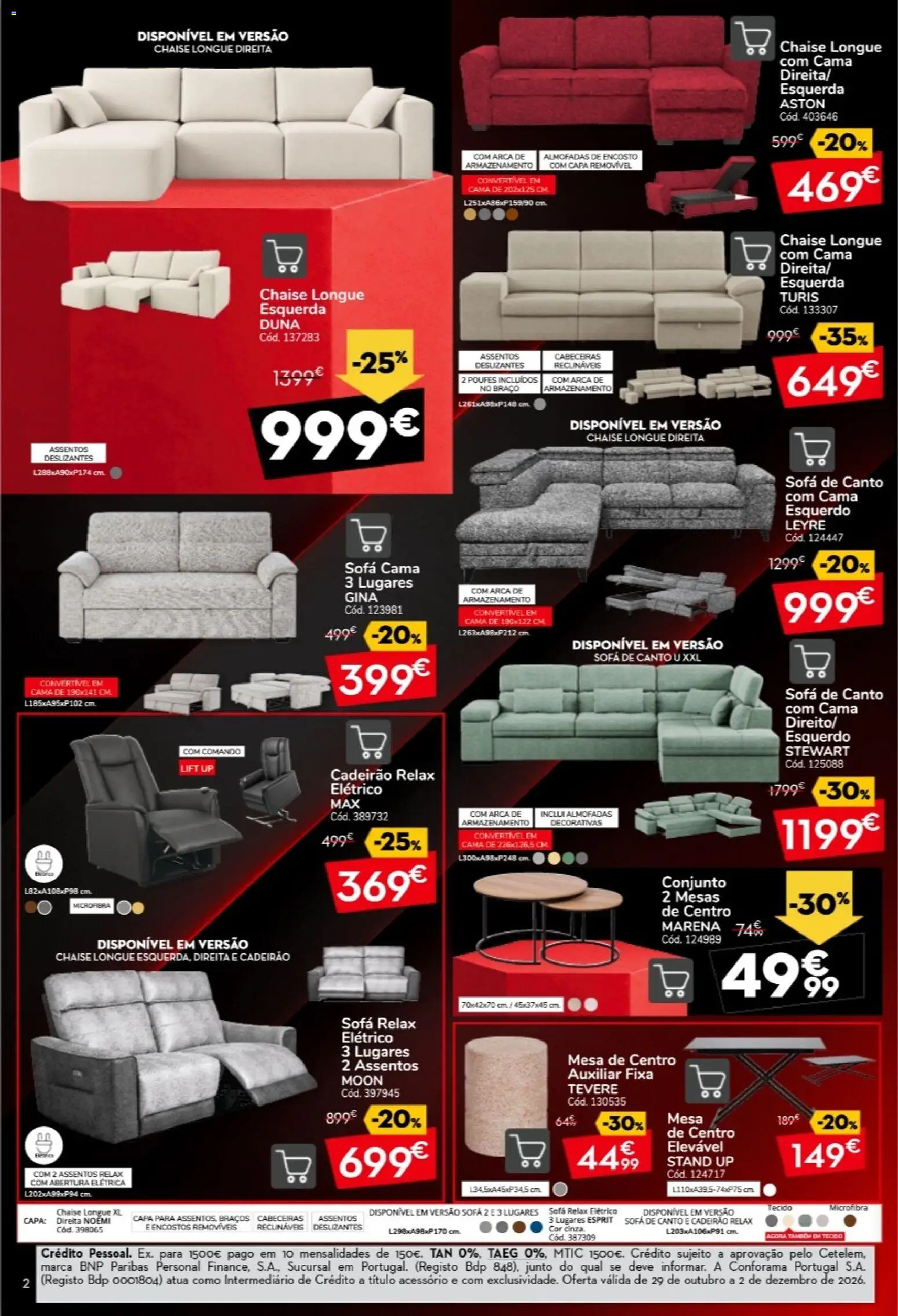 Conforama Black Friday │ válido de 29/10/2026 | Página: 2 | Produtos: Cama, Sofá, Mesa