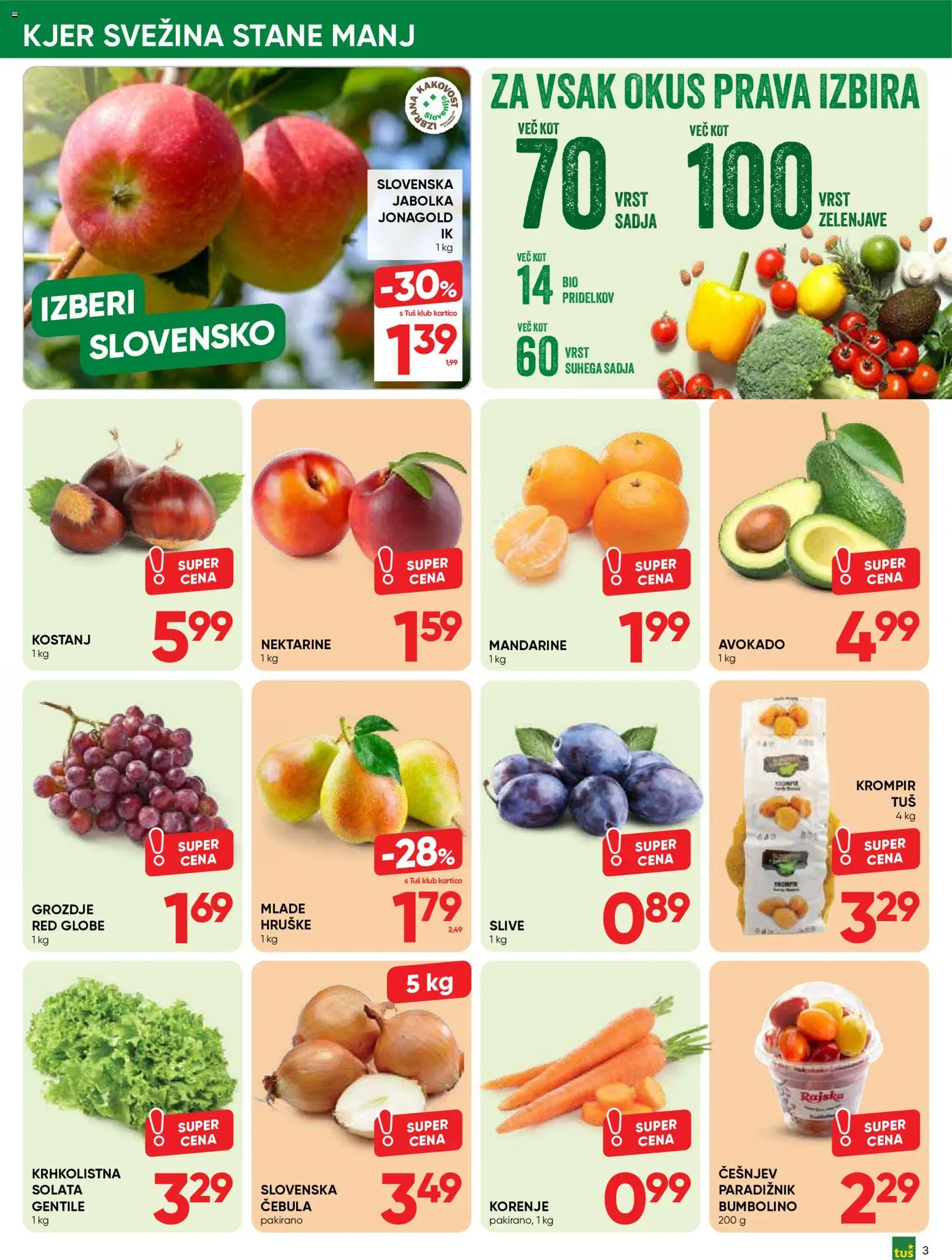 Novi Tuš katalog ponudbe – veljaven od 23.09.2026 | Stran: 3 | Izdelki: Avokado, Krompir, Cebula, Nektarine