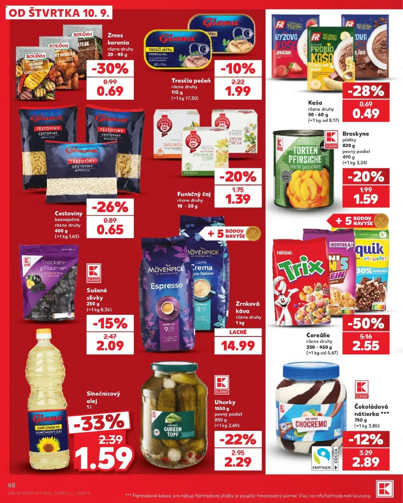 Nové Kaufland akcie – leták je platný od 10.09.2026 | Strana: 48 | Produkty: Káva, Nátierka, Pečeň, Kakao