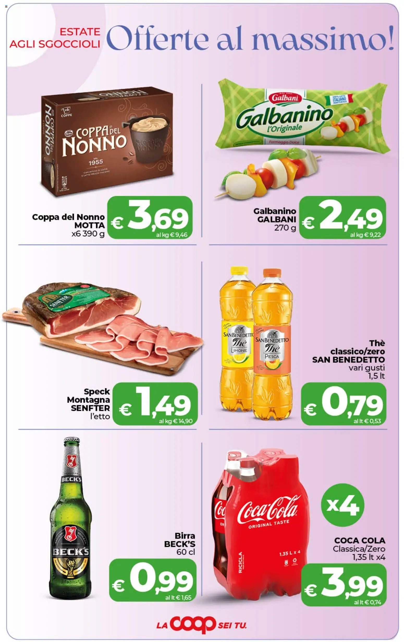 Volantino COOP del 21/08/2026 | Pagina: 3 | Prodotti: Birra, Limone, Pesca, Coca Cola