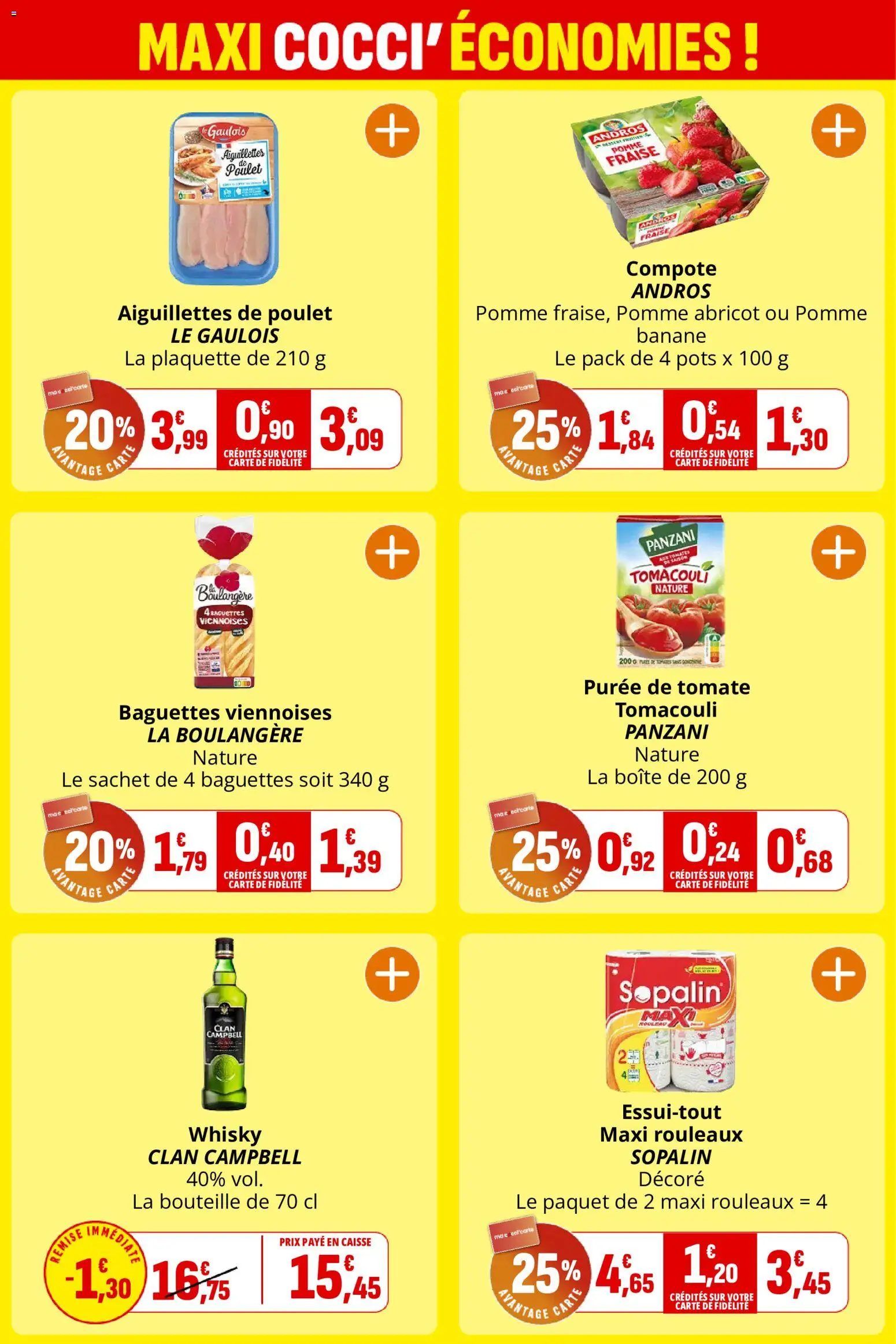 {H1} | Page: 3 | Produits: Fraise, Clan Campbell, Tomate, Aiguillettes de poulet