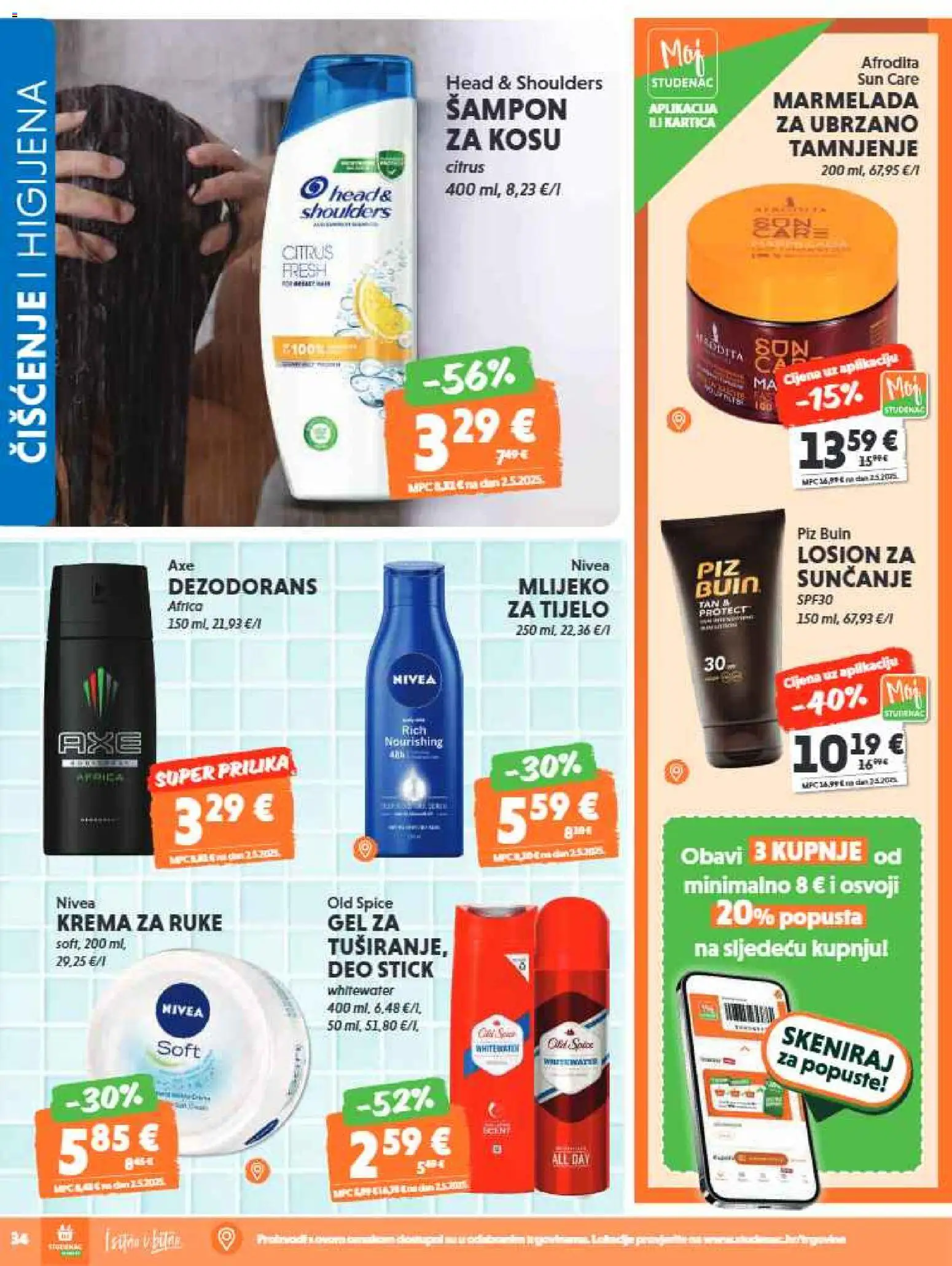 Studenac katalog | vrijedi od 17.06.2026 | Stranica: 34 | Proizvodi: Mlijeko, Dezodorans, Nivea, Old Spice