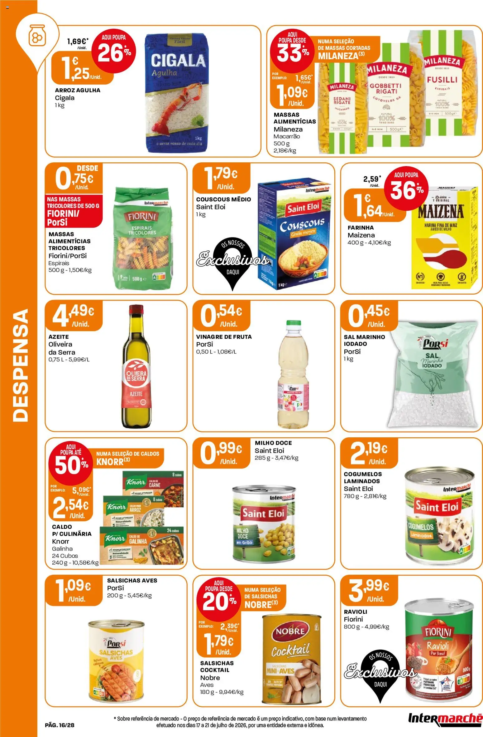Intermarché Folheto Contact │ válido de 20/08/2026 | Página: 16 | Produtos: Vinagre, Azeite, Sal, Macarrão
